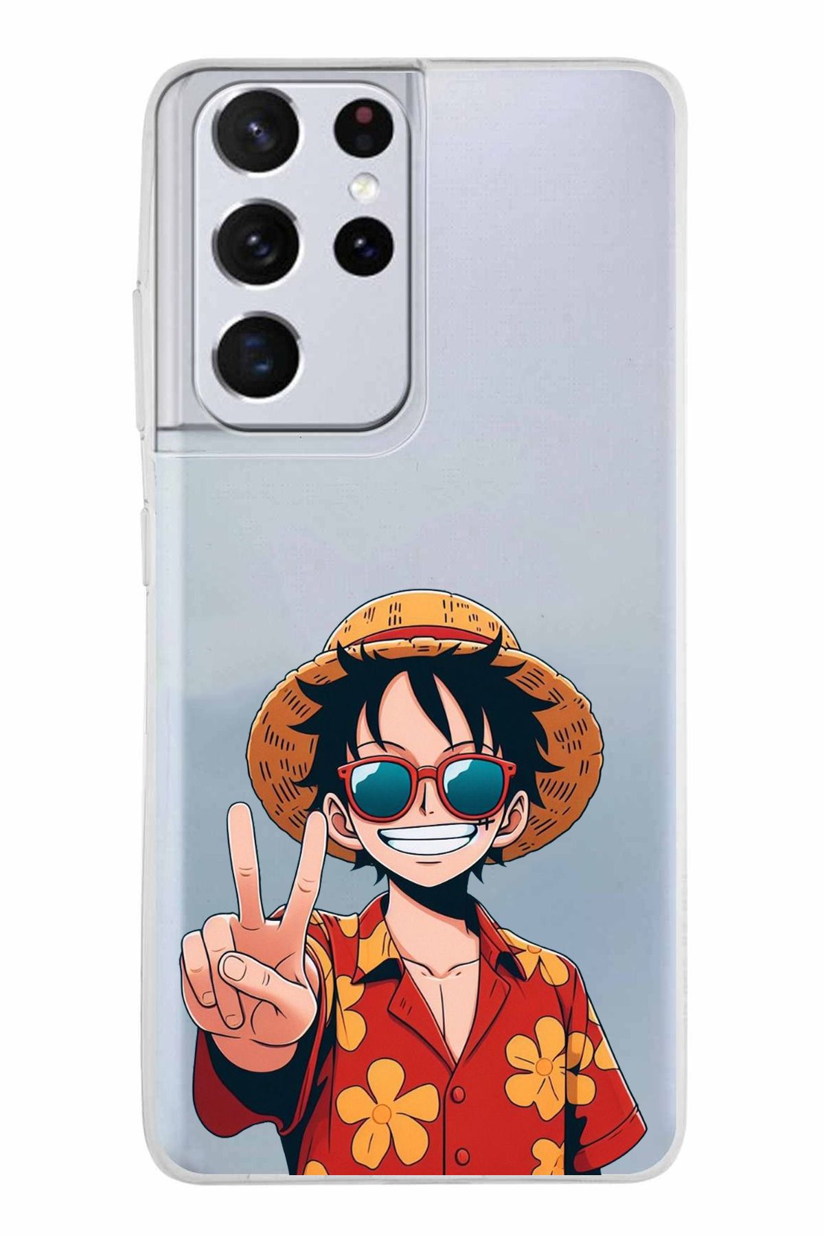 TechTree Samsung Galaxy S21 ULTRA Uyumlu Monkey D. Luffy Tasarımlı Şeffaf Silikon Kılıf