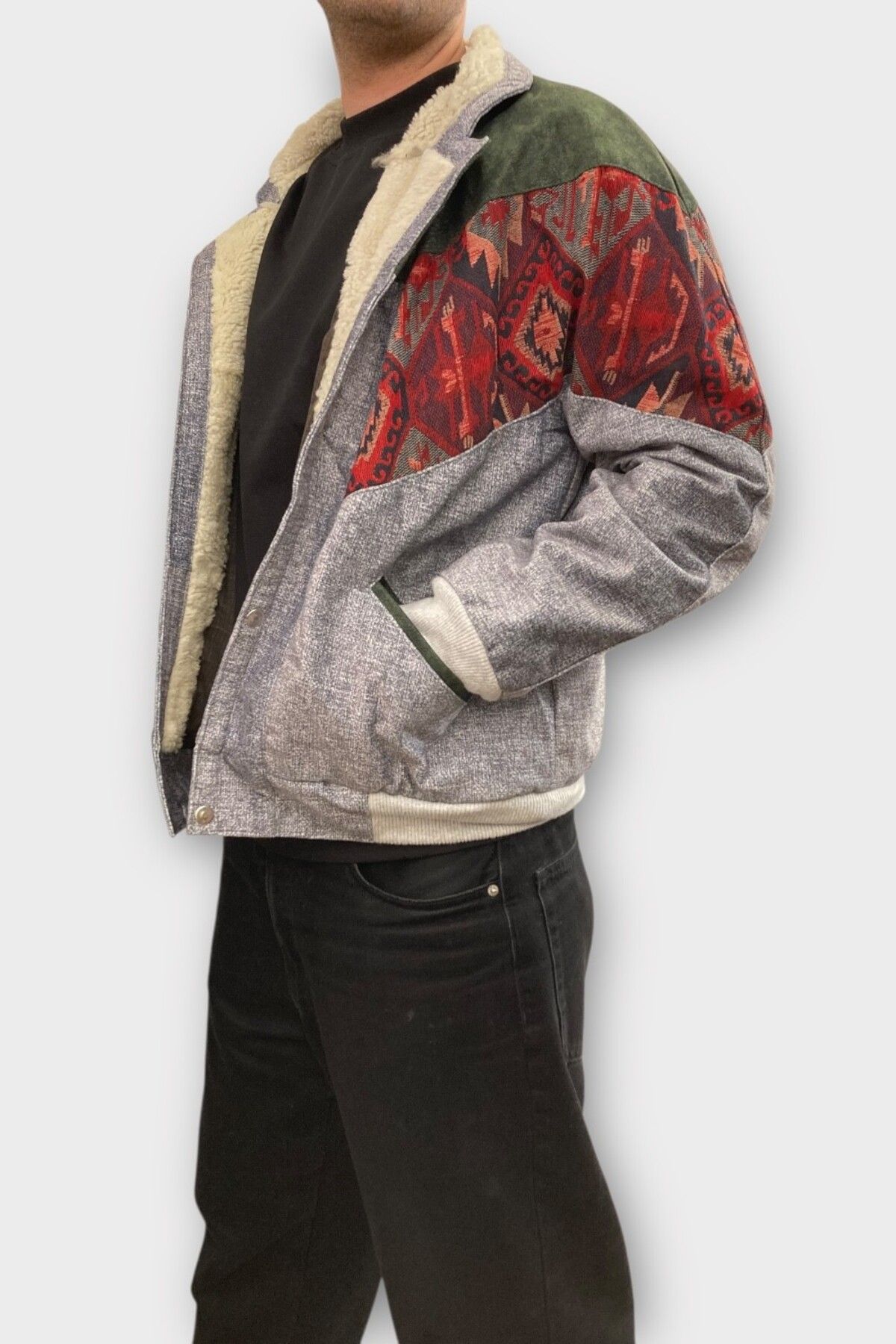 CANMODA (7380) Medium Beden Vintage Desenli Özel Ceket