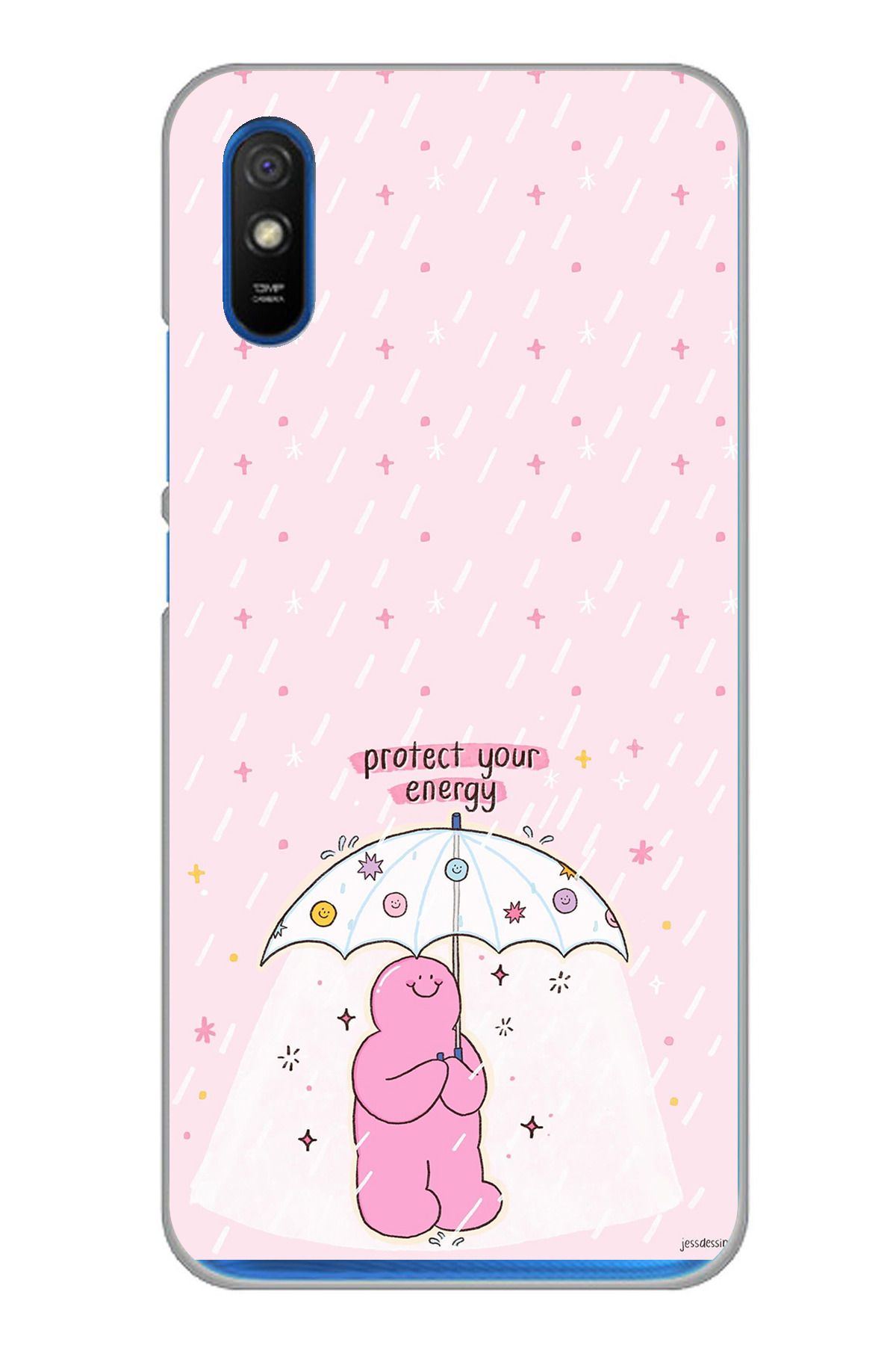 TechTree Redmi 9A Uyumlu Protect Your Energy Tasarımlı Şeffaf Silikon Kılıf