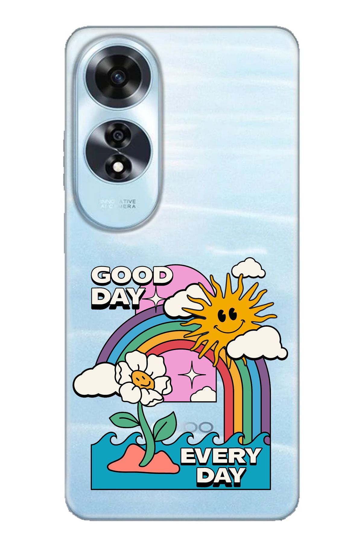 TechTree OPPO A60 Uyumlu Good Day Every Day Tasarımlı Şeffaf Silikon Kılıf