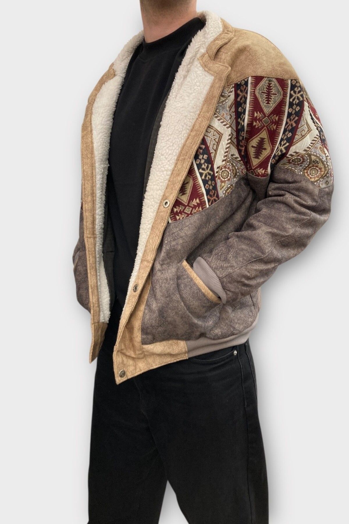 CANMODA (7378) Medium Beden Vintage Desenli Özel Ceket