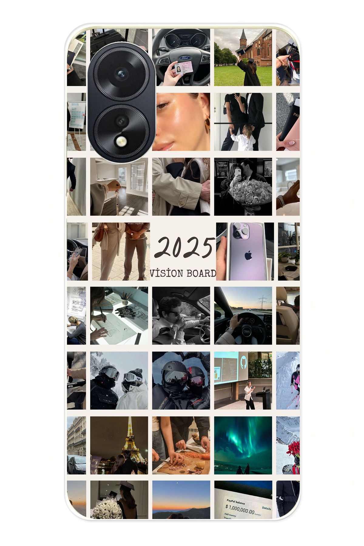 TechTree OPPO A38 Uyumlu 2025 Vision Board Hayal Panosu Tasarımlı Şeffaf Silikon Kılıf