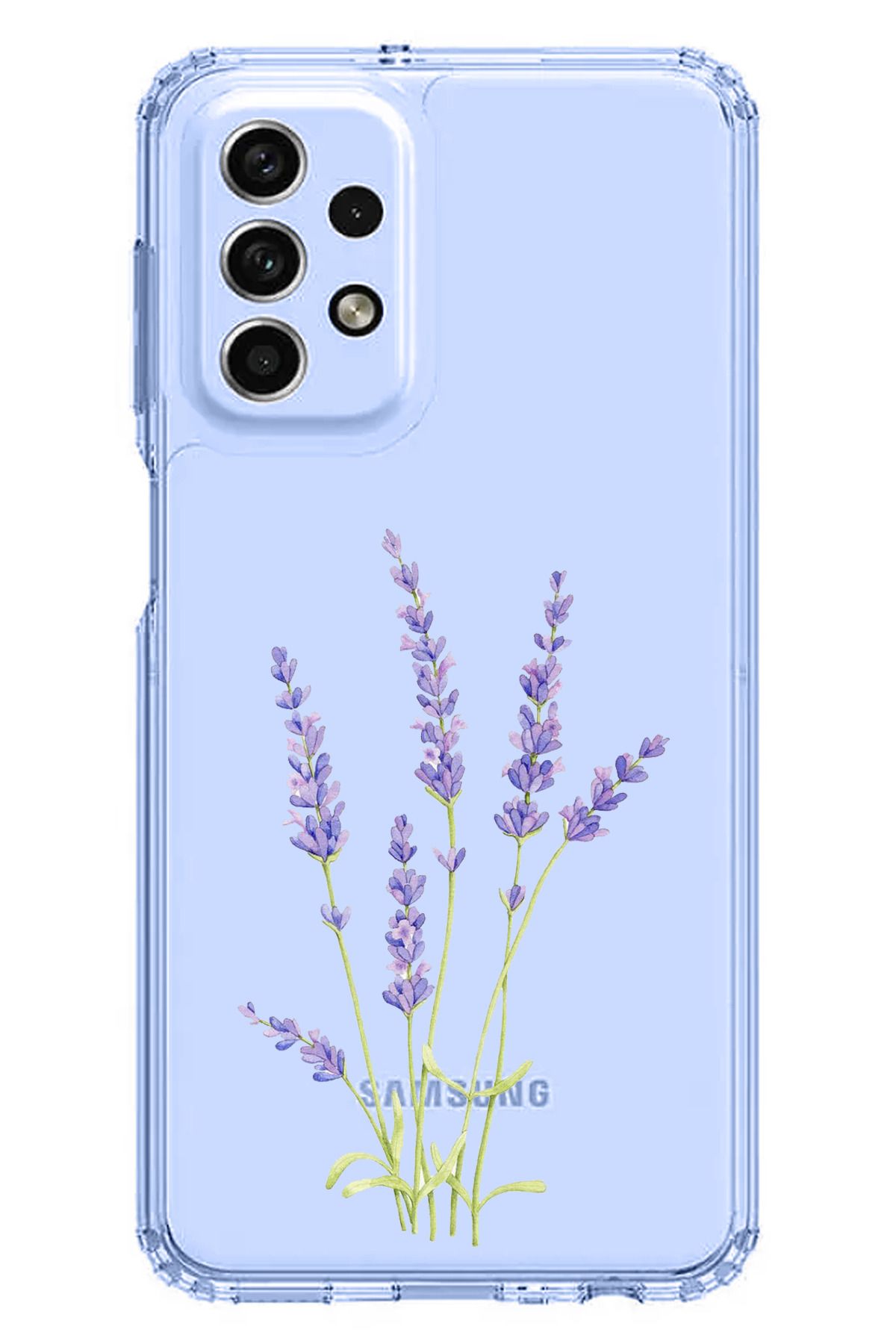 TechTree Samsung Galaxy A33 Uyumlu Lavanta Çiçek Tasarımlı Şeffaf Silikon Kılıf