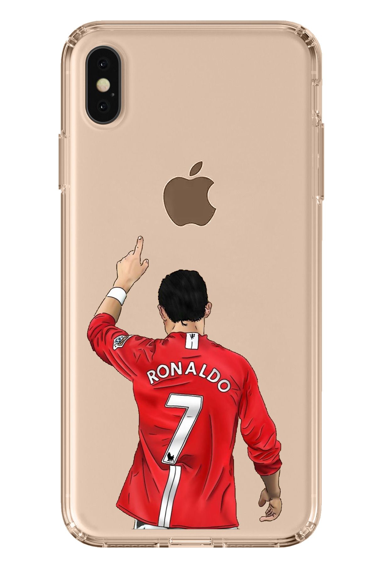 TechTree iPhone XS MAX Uyumlu C. Ronaldo Forma Tasarımlı Şeffaf Silikon Kılıf