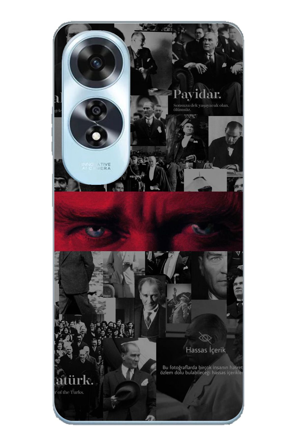 TechTree OPPO A60 Uyumlu Atatürk Gözler Tasarım Şeffaf Silikon Kılıf