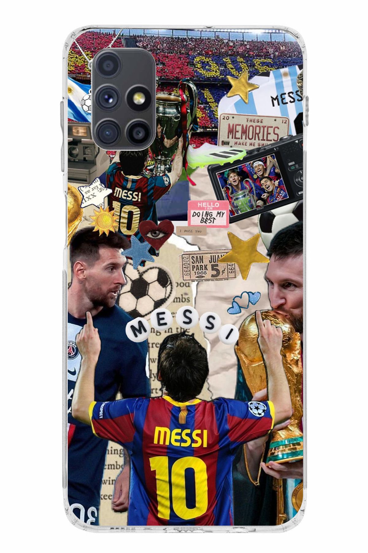 TechTree Samsung Galaxy M51 Uyumlu Messi Çıkartmalar Şeffaf Silikon Kılıf