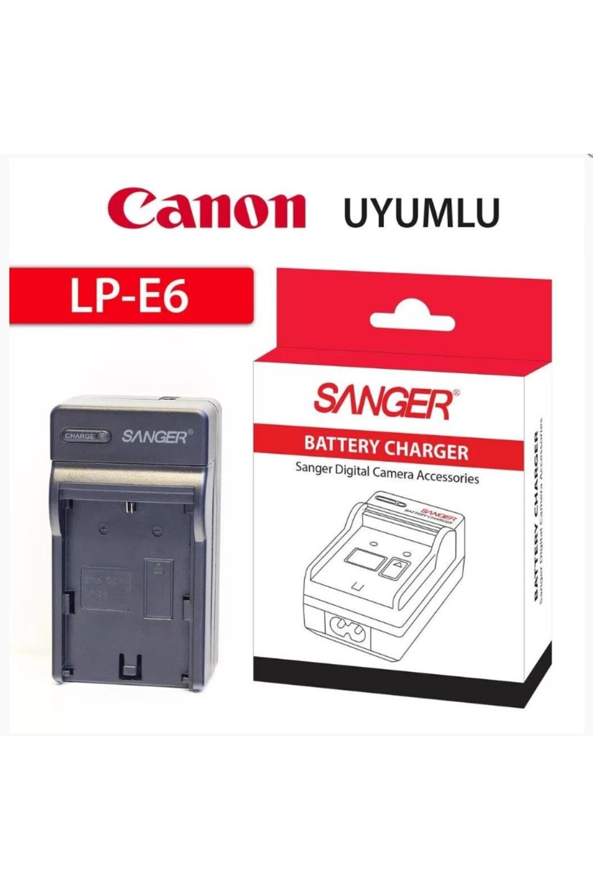 SANGER ,Canon EOS 7D,EOS 7D Mark II Bataryası İle Uyumlu Fotoğraf Makinesi Şarj Cihazı
