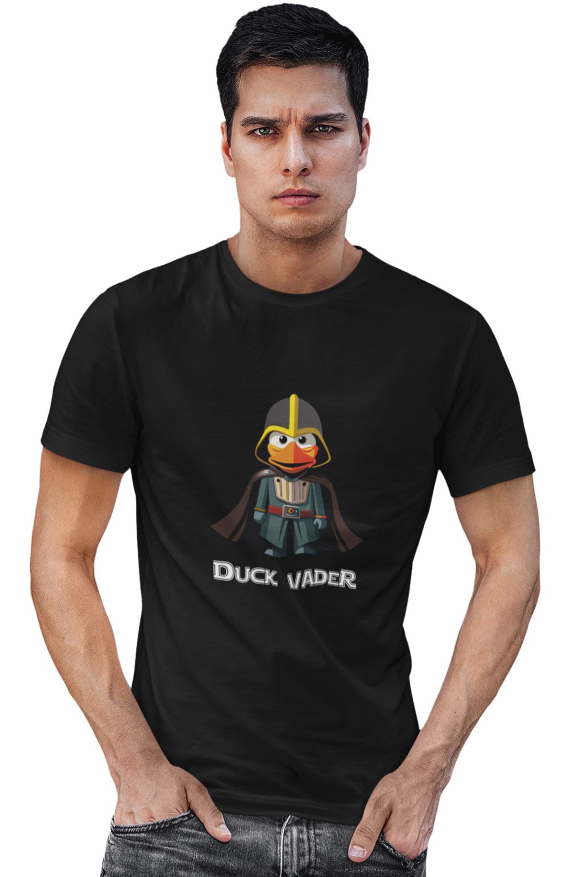 qoeuyl boutique Duck Vader Baskılı Eğlenceli Unisex T-Shirt