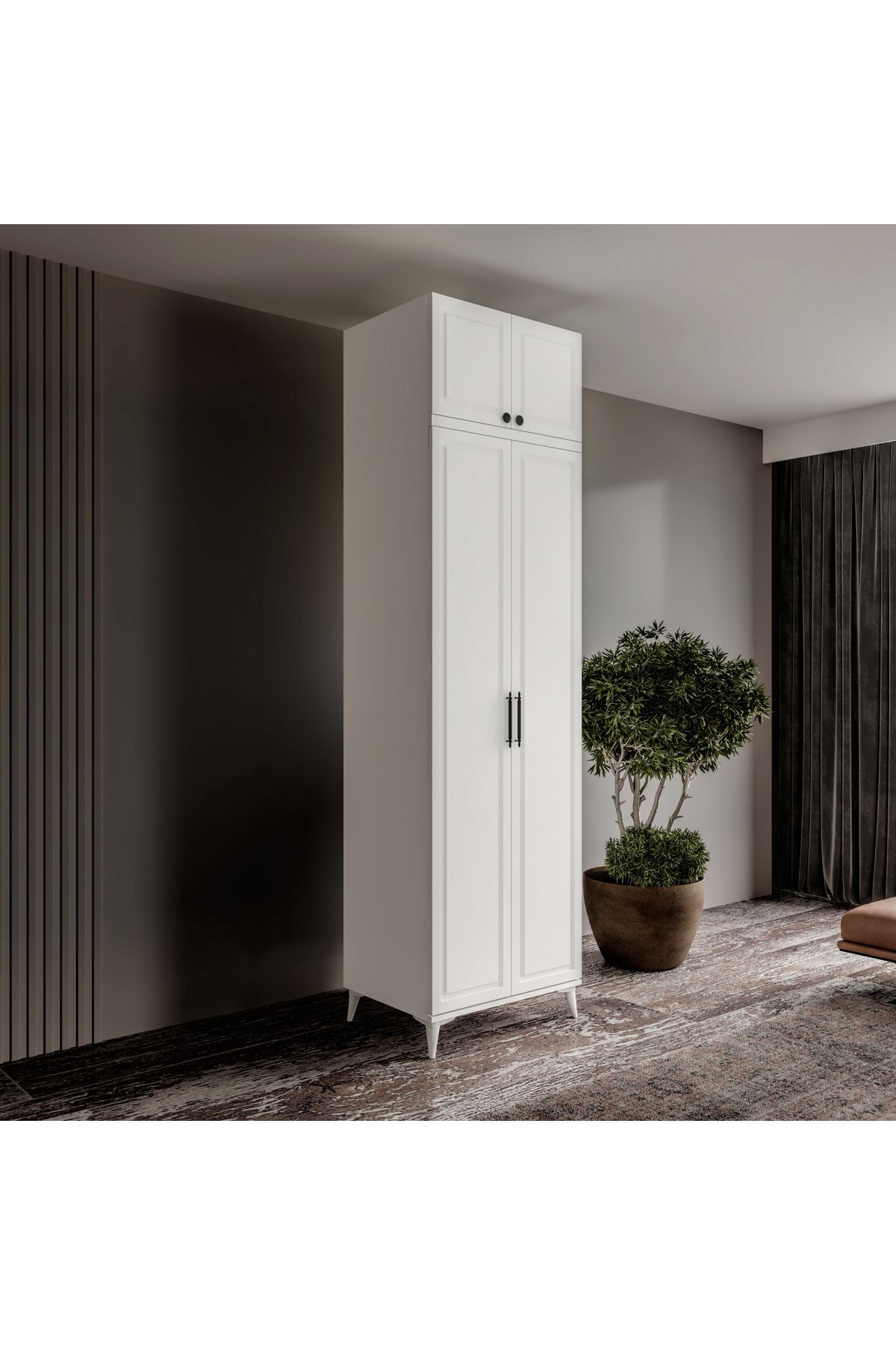 GuneyStore Ücretsiz Montaj Milas 2 Kapaklı Komple MDF Ayaklı Yüklüklü Gardırop