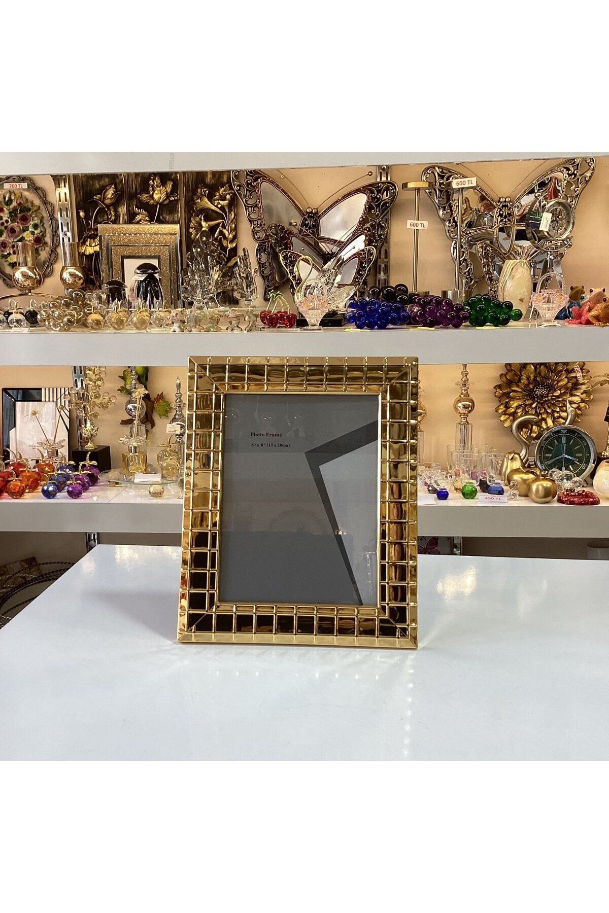 Gold home design Modern Gold Baklava Desen Fotoğraf Çerçevesi 15x20