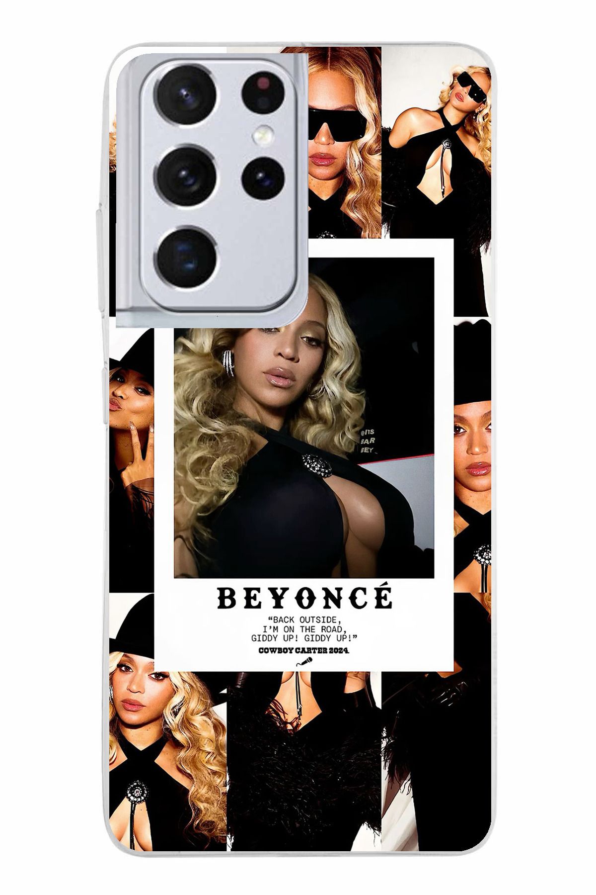 TechTree Samsung Galaxy S21 ULTRA Uyumlu Beyonce Fotoğraflar Şeffaf Silikon Kılıf