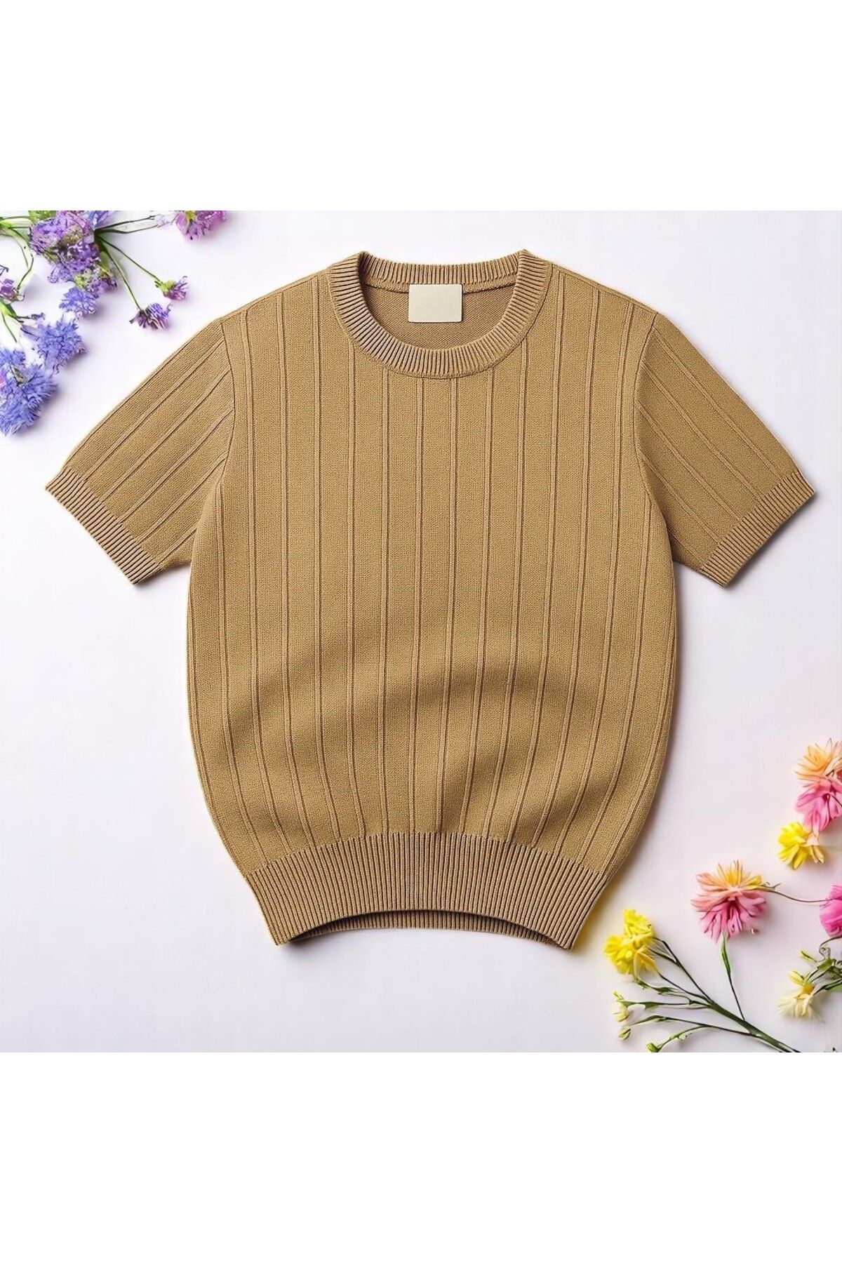 YONEZ MODA Erkek Rahat Kalıp Bisiklet Yaka Esnek Örme Triko Tişört