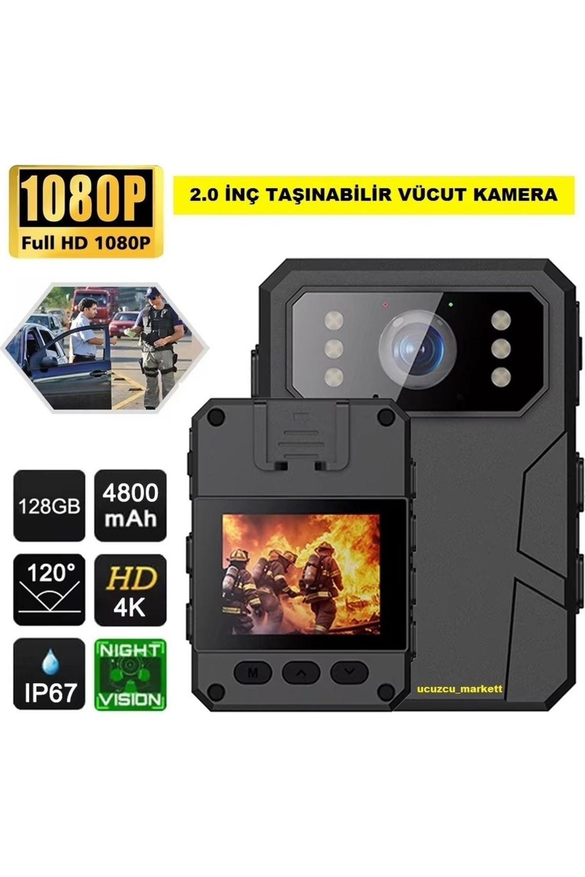 Uygun Vücut Kamera 2.0 inç Ekranlı Taşınabilir Vücut Kamera