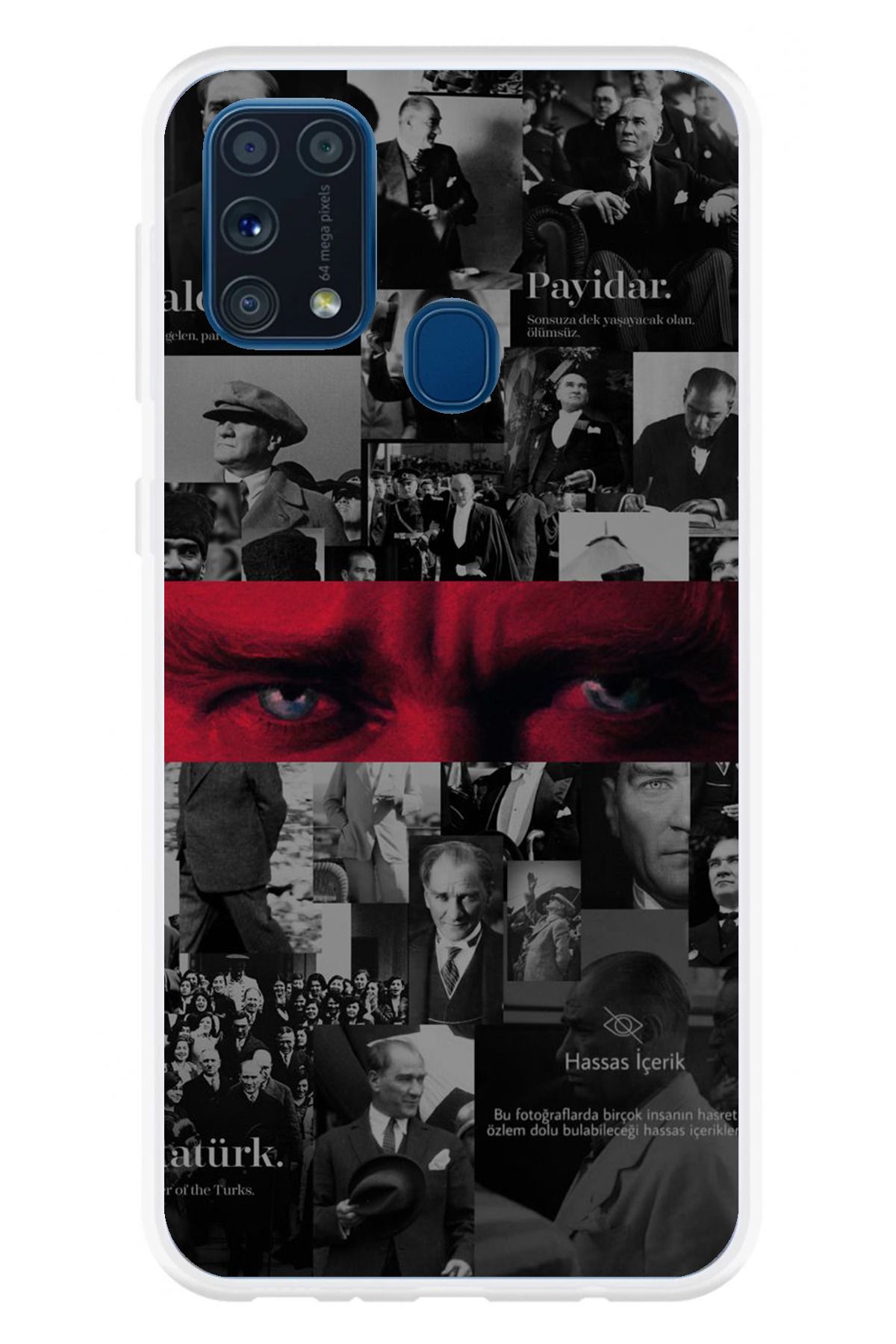 TechTree Samsung Galaxy M31 Uyumlu Atatürk Gözler Tasarım Şeffaf Silikon Kılıf