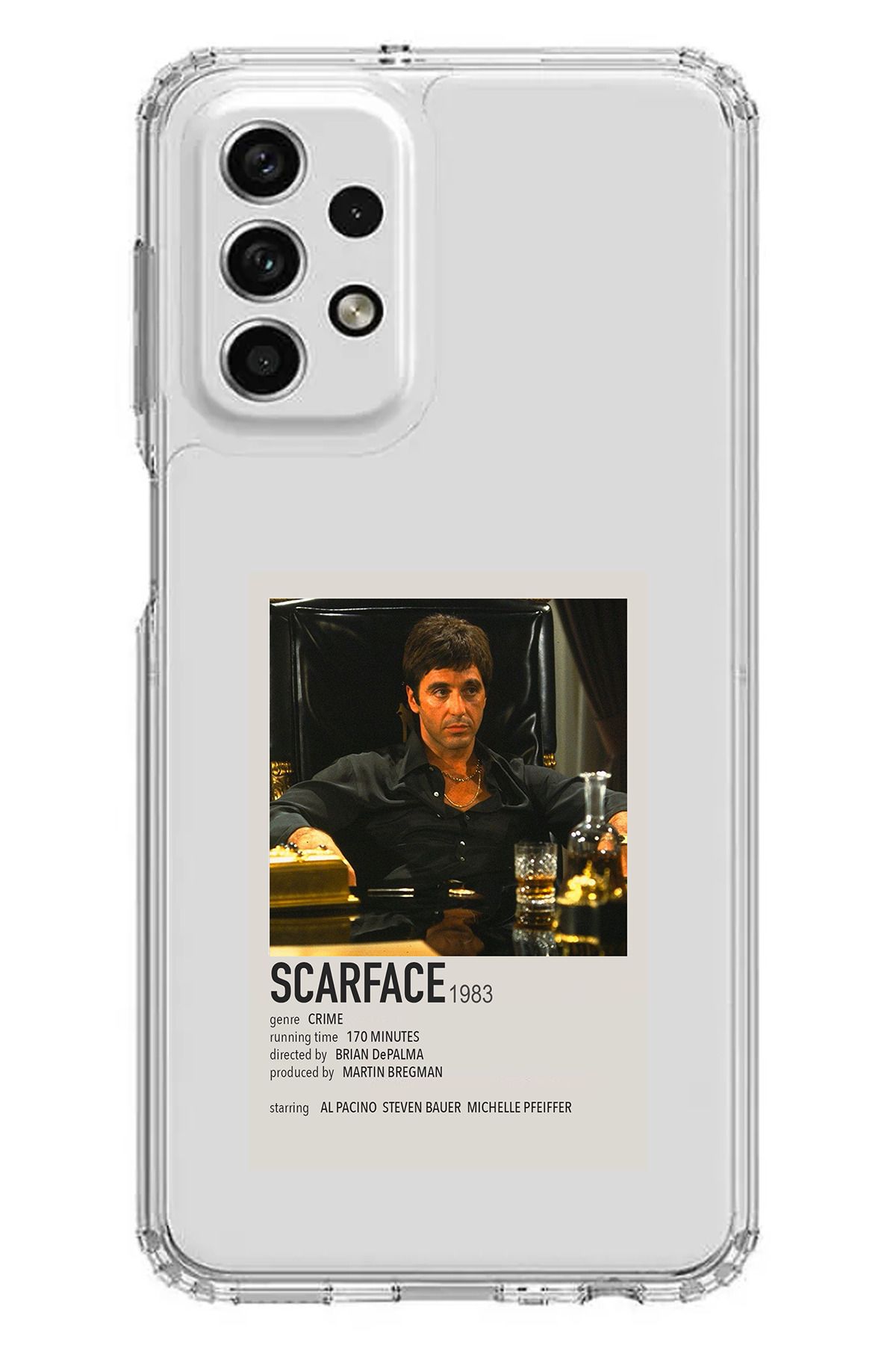 TechTree Samsung Galaxy A73 Uyumlu Scarface Mini Poster Tasarımlı Şeffaf Silikon Kılıf