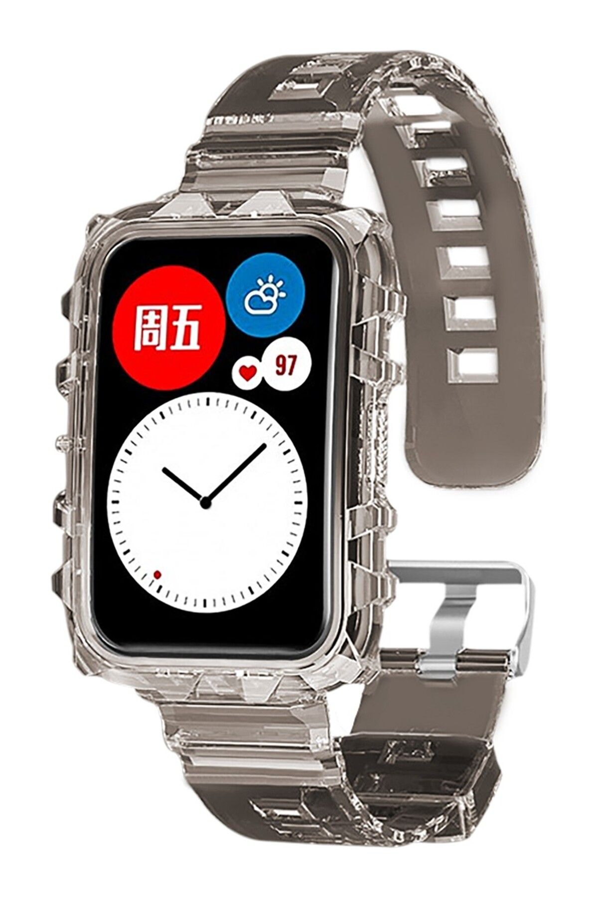 Dmay Huawei Watch Fit Uyumlu Kasalı Transparan Silikon Kordon
