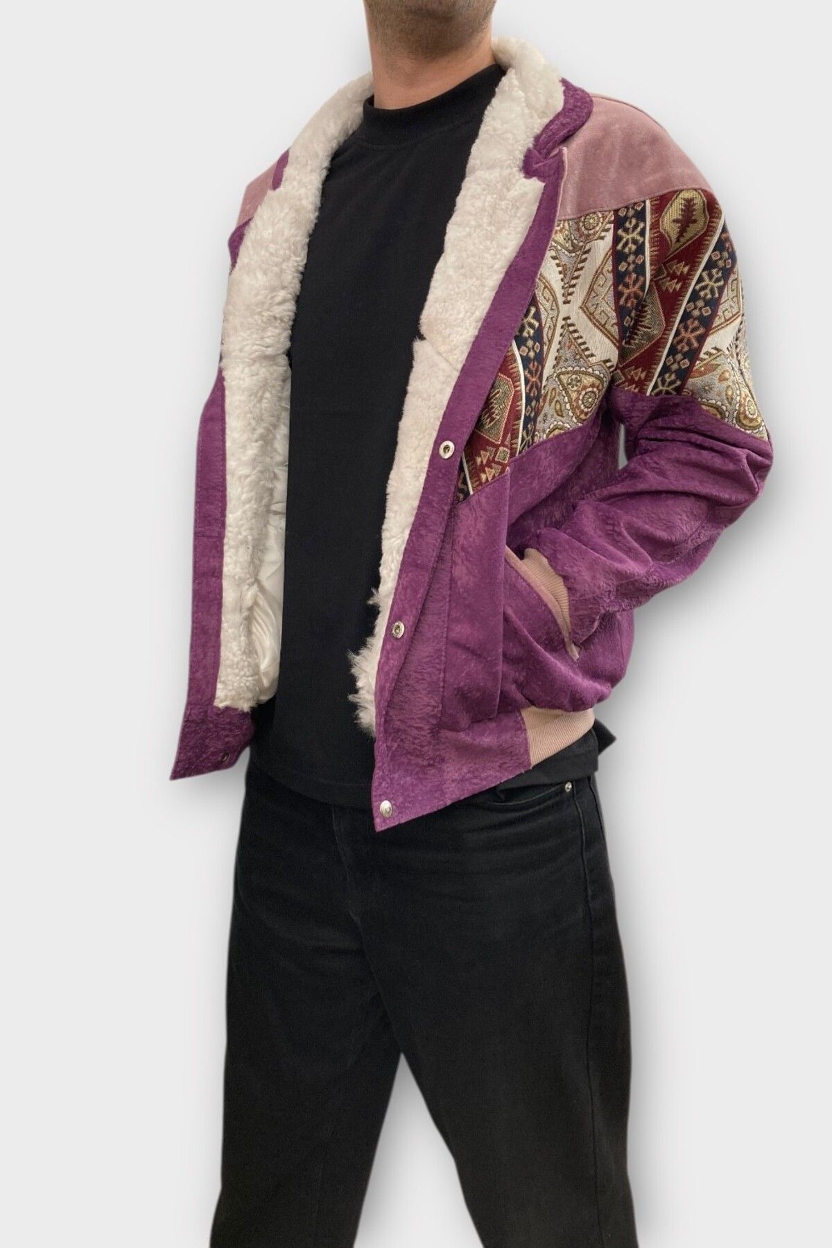 CANMODA (7360) Medium Beden Vintage Desenli Özel Ceket