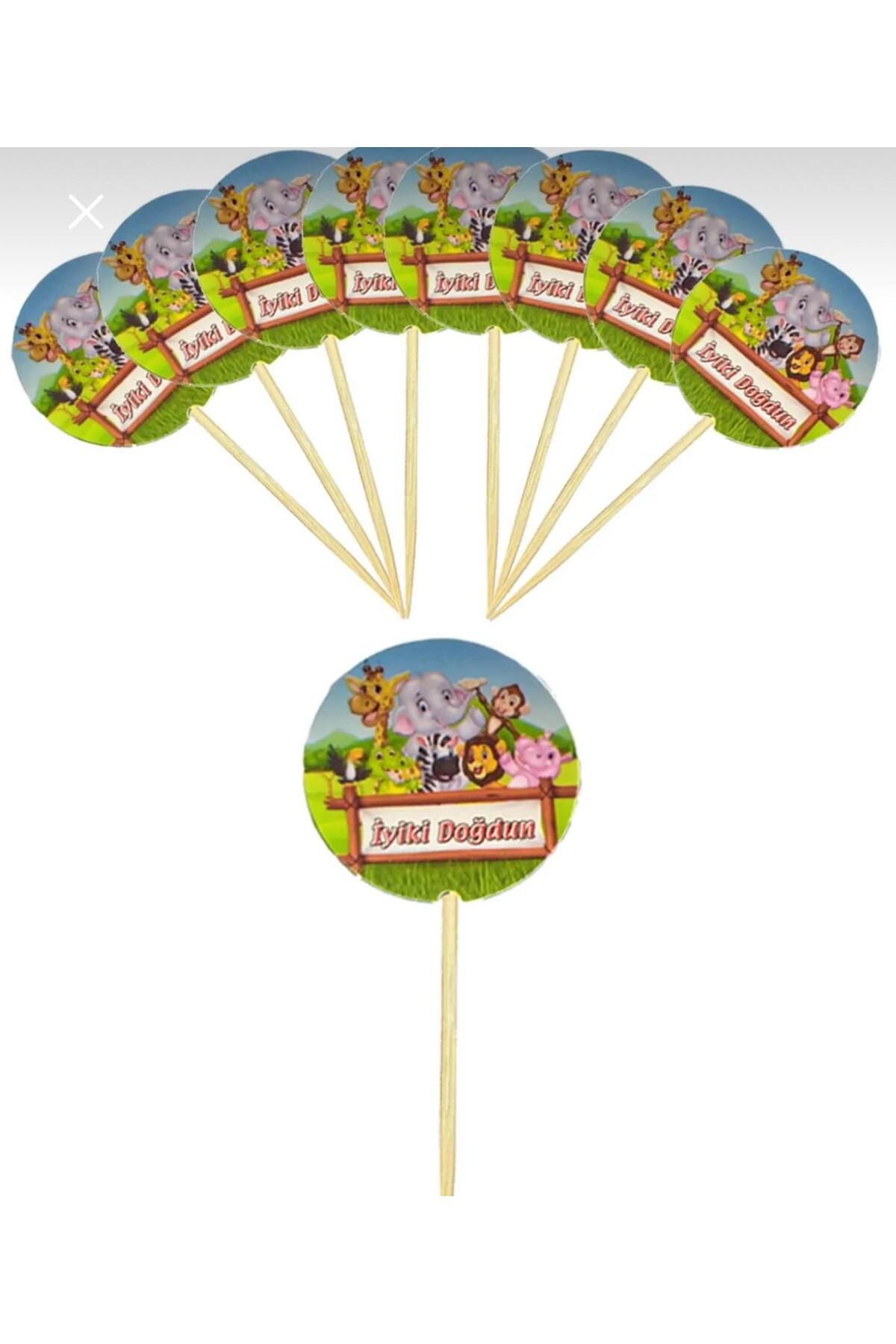 partyrüyası Safari Sevimli Hayvanlar Doğum Günü Pasta Kürdanı Cupcake Süsleme Kürdan