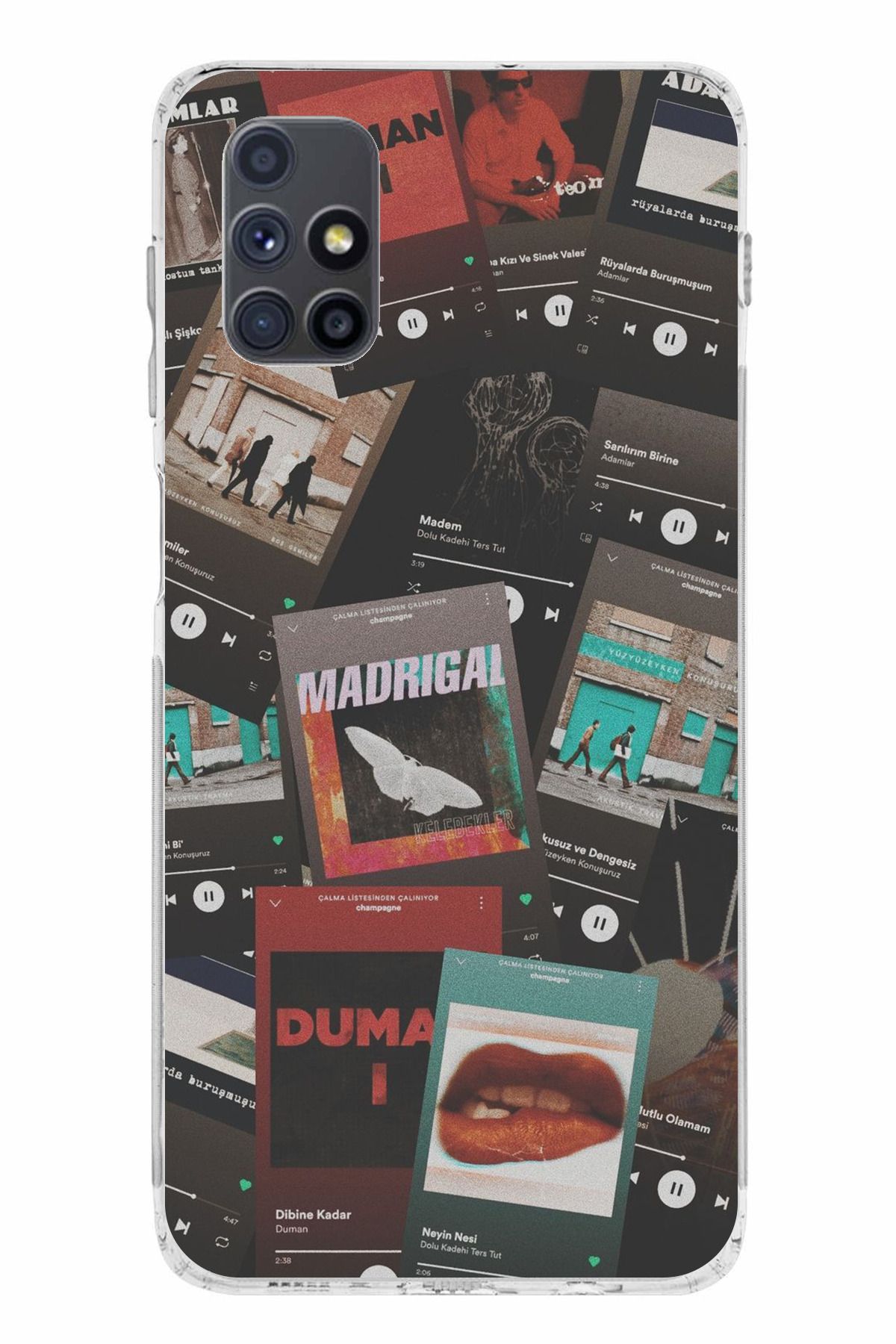 TechTree Samsung Galaxy M51 Uyumlu Türkçe Rock Müzikler Tasarımlı Şeffaf Silikon Kılıf