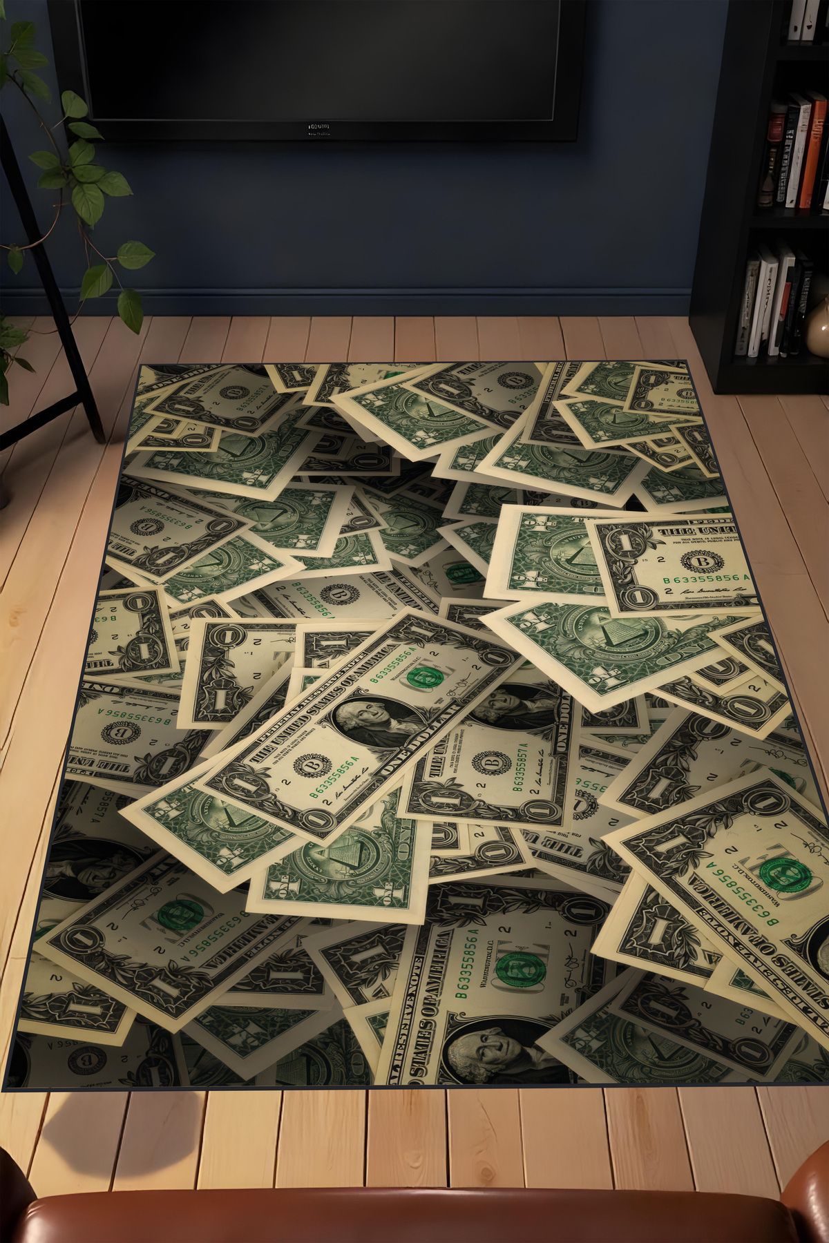 Liriya Makinede yıkanabilir dijital baskı Dolar Desenli Gamer Halısı kaymaz taban çocuk halısı ve yolluk