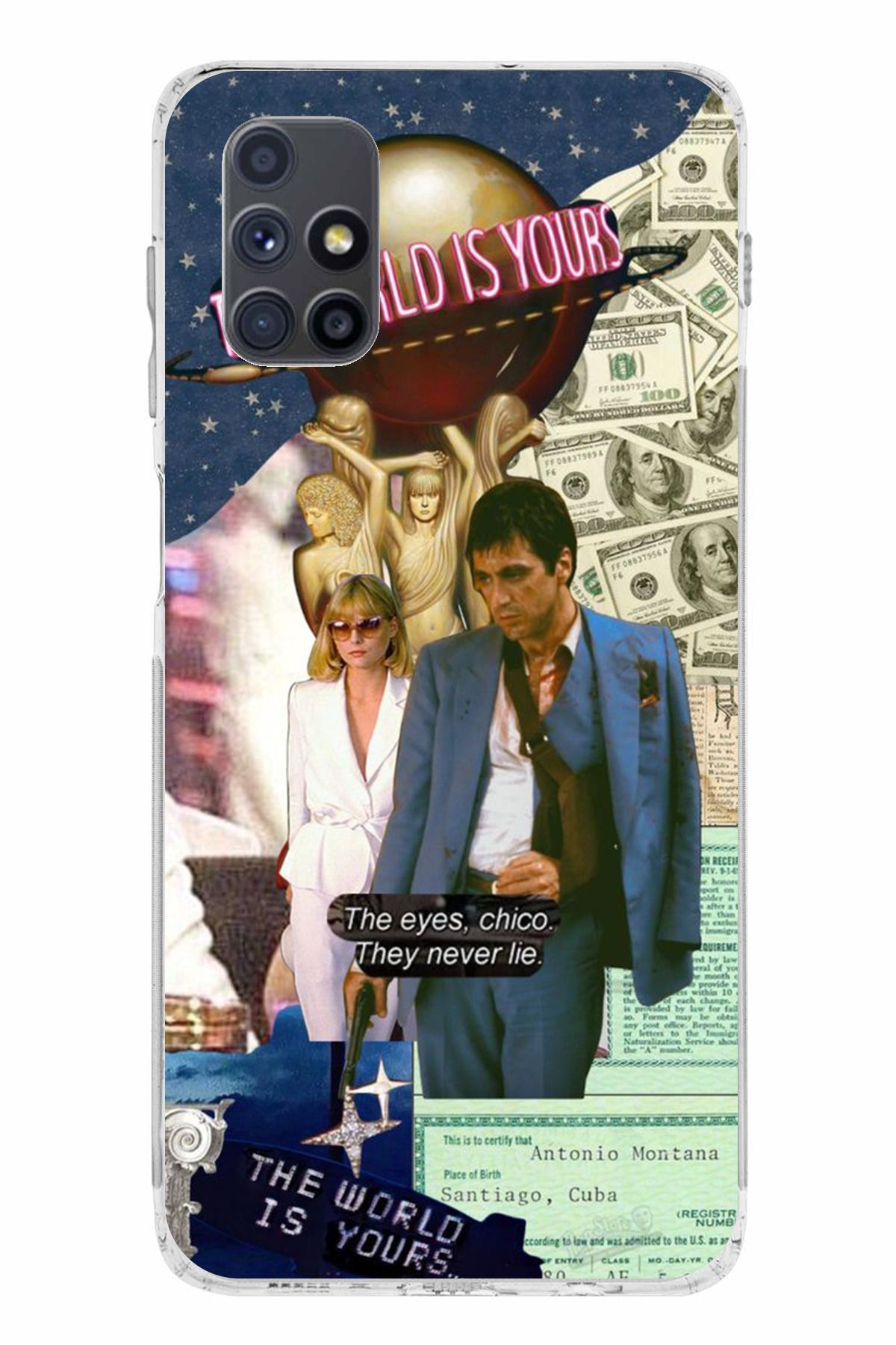 TechTree Samsung Galaxy M51 Uyumlu Elvira Hancock & Tony Montana Tasarımlı Şeffaf Silikon Kılıf