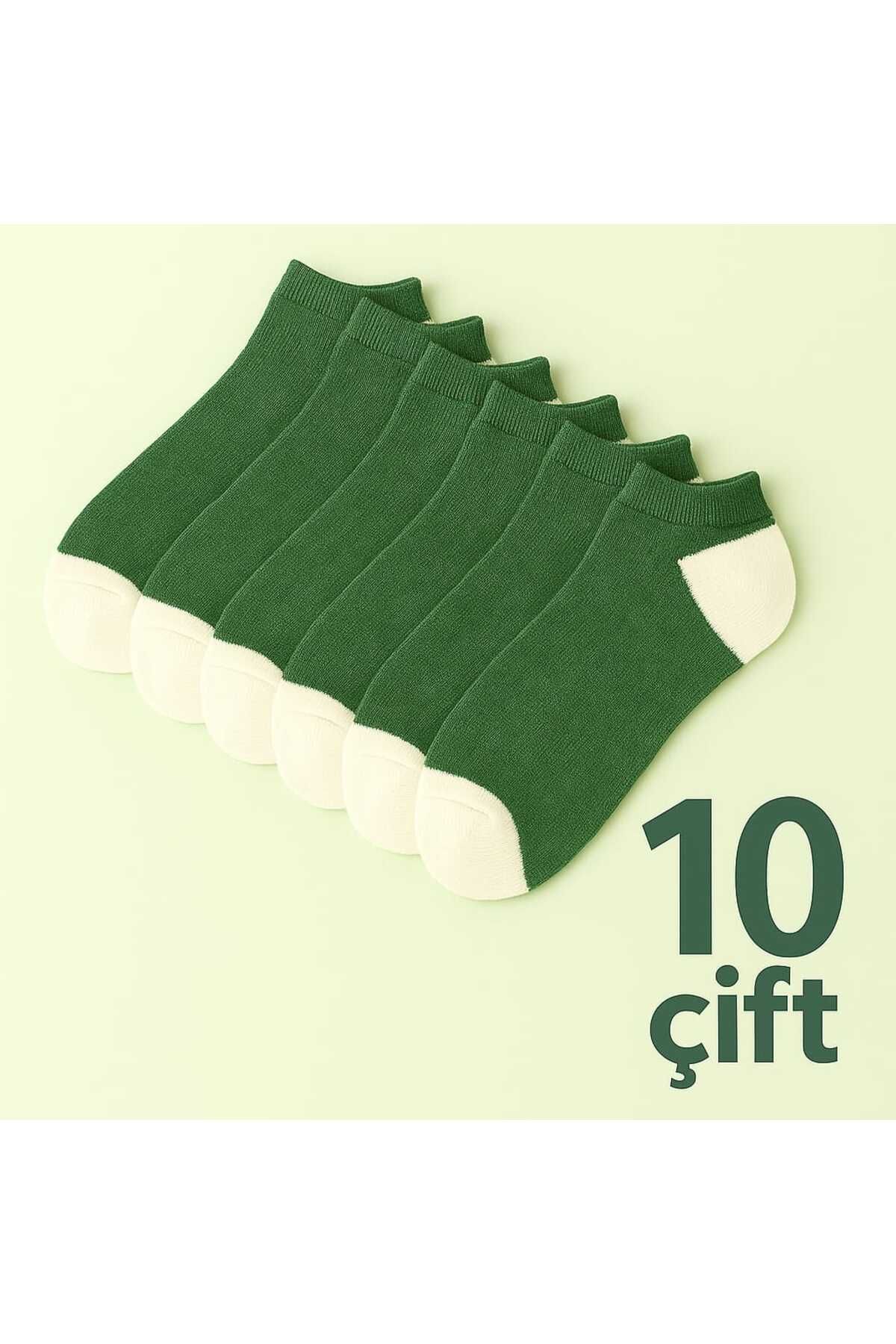 Butik Flanör Yeşil 10'lu Patik Çorap