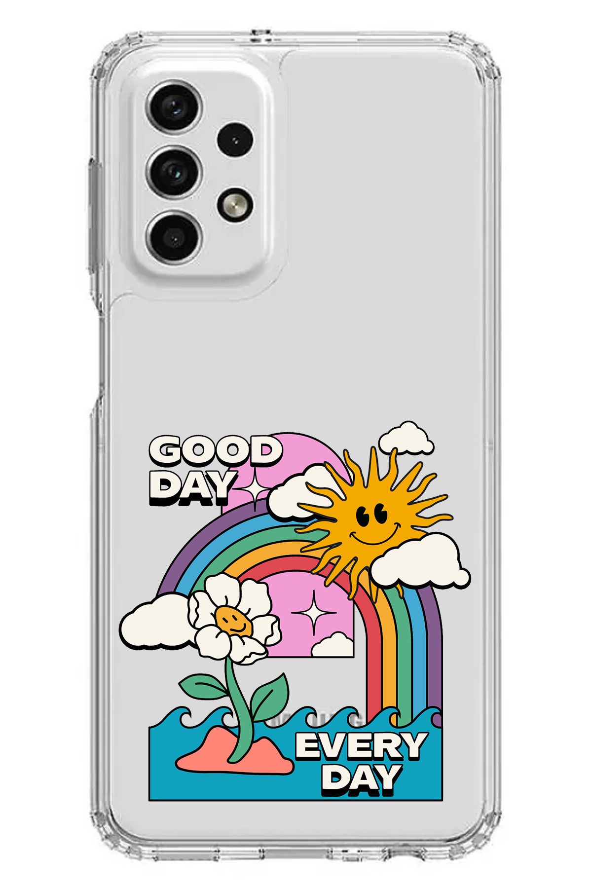 TechTree Samsung Galaxy A73 Uyumlu Good Day Every Day Tasarımlı Şeffaf Silikon Kılıf