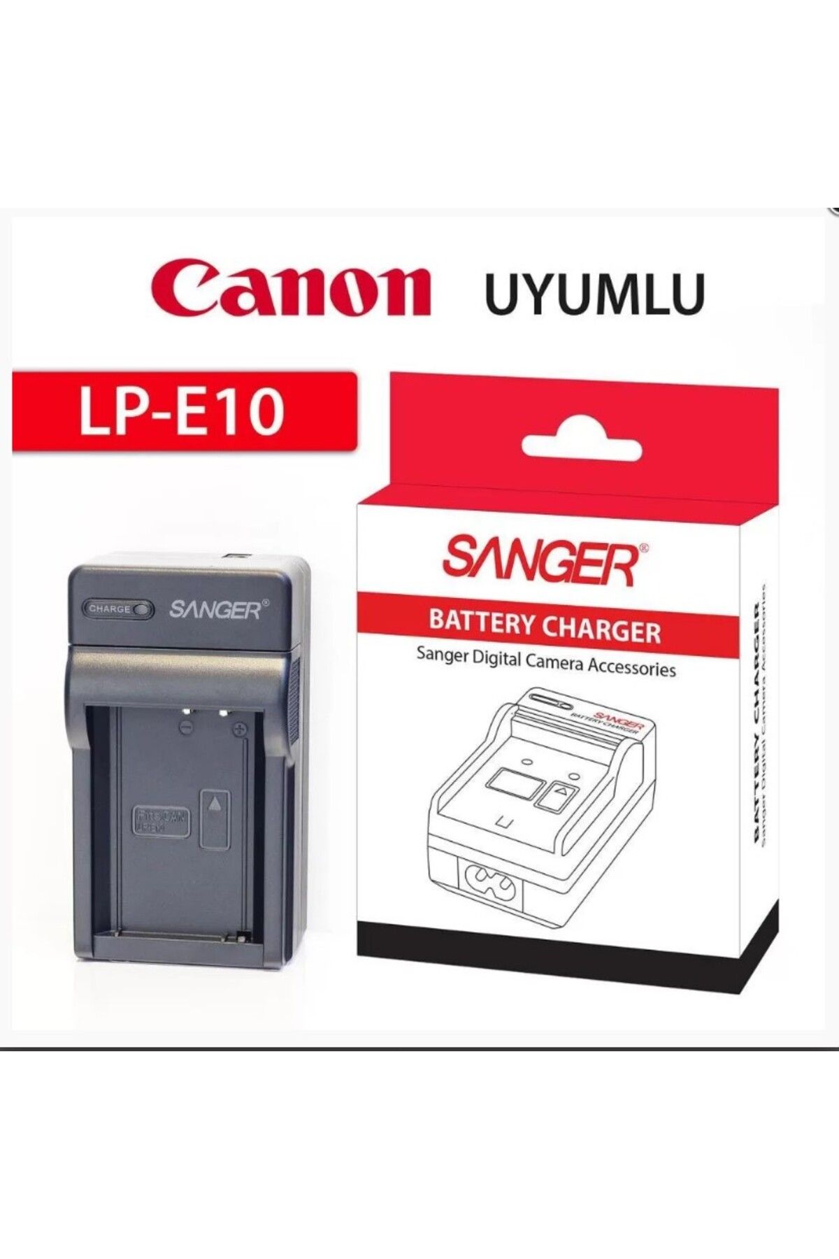 SANGER ,Canon EOS 4000D ( EOS Rebel T100 ) İle Uyumlu Fotoğraf Makinesi Şarj Cihazı