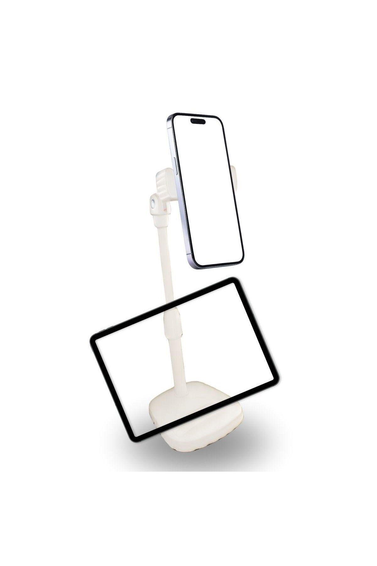 melfxxl eticaret Masa Üstü Tablet ve Telefon Tutucu Plastik Aparat Beyaz Telefon Standı (4767) - Lisinya