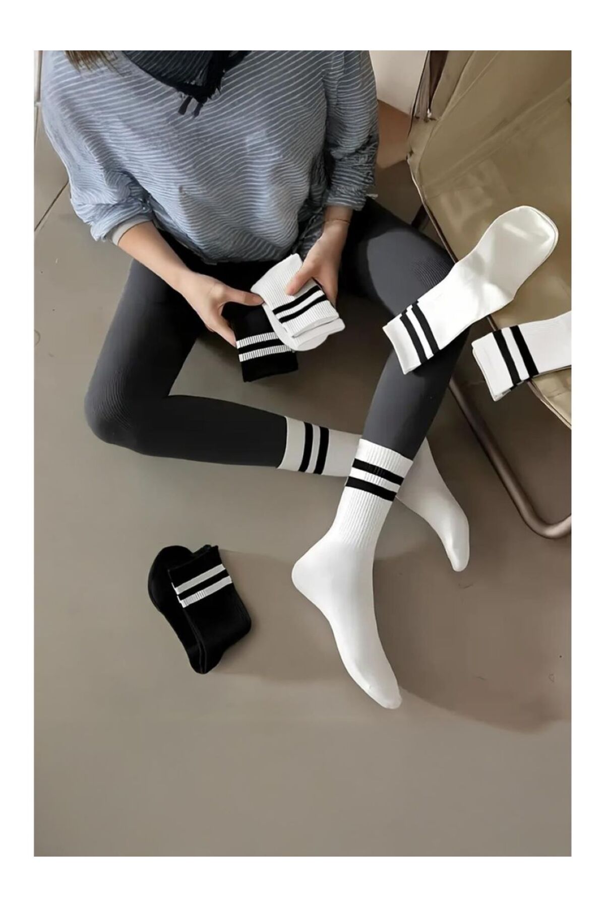 peru moda Unisex 6'lı Kolej Pamuk Çorap Seti Gün Boyu Rahatlık
