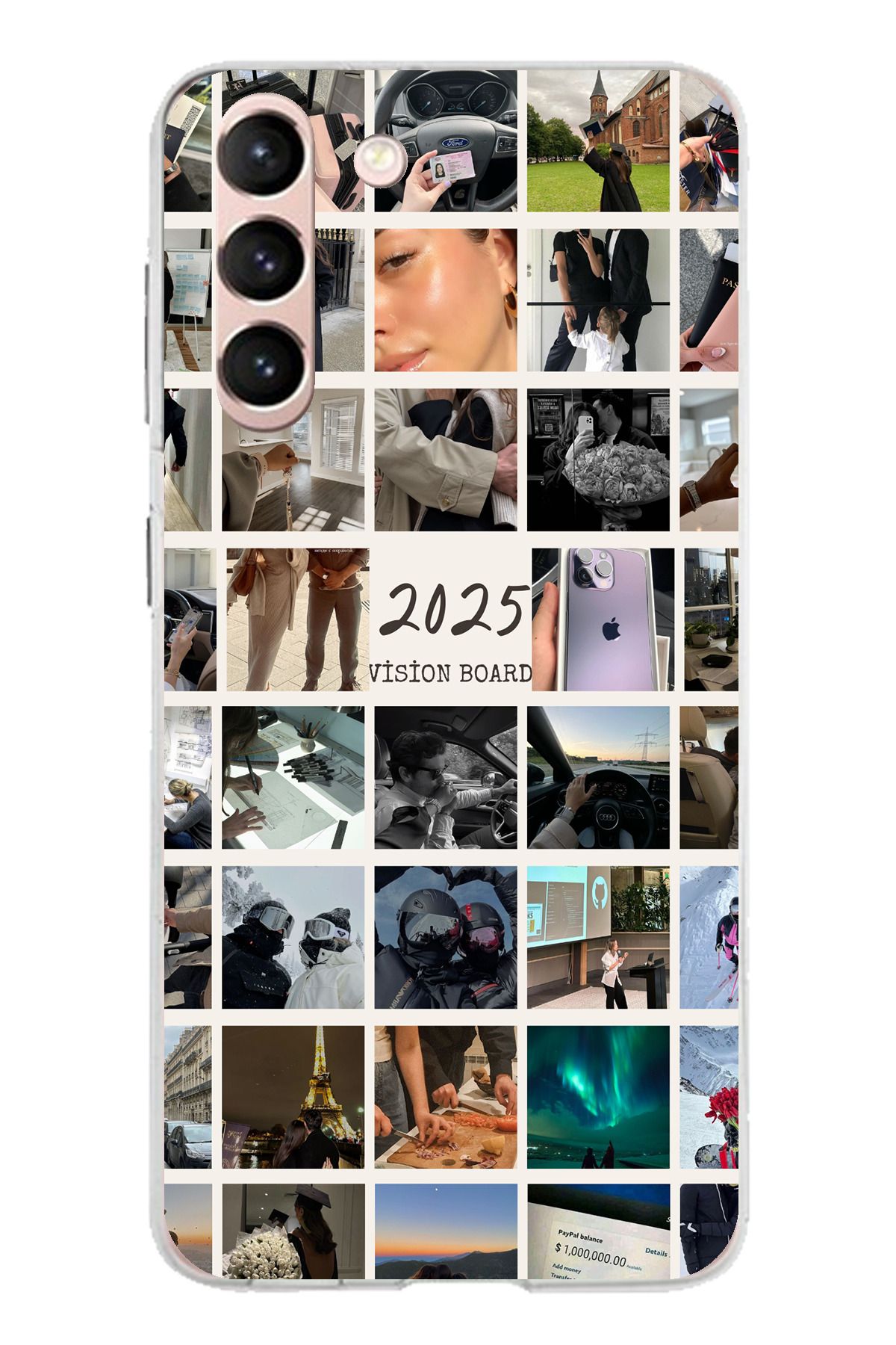 TechTree Samsung Galaxy S21 Uyumlu 2025 Vision Board Hayal Panosu Tasarımlı Şeffaf Silikon Kılıf