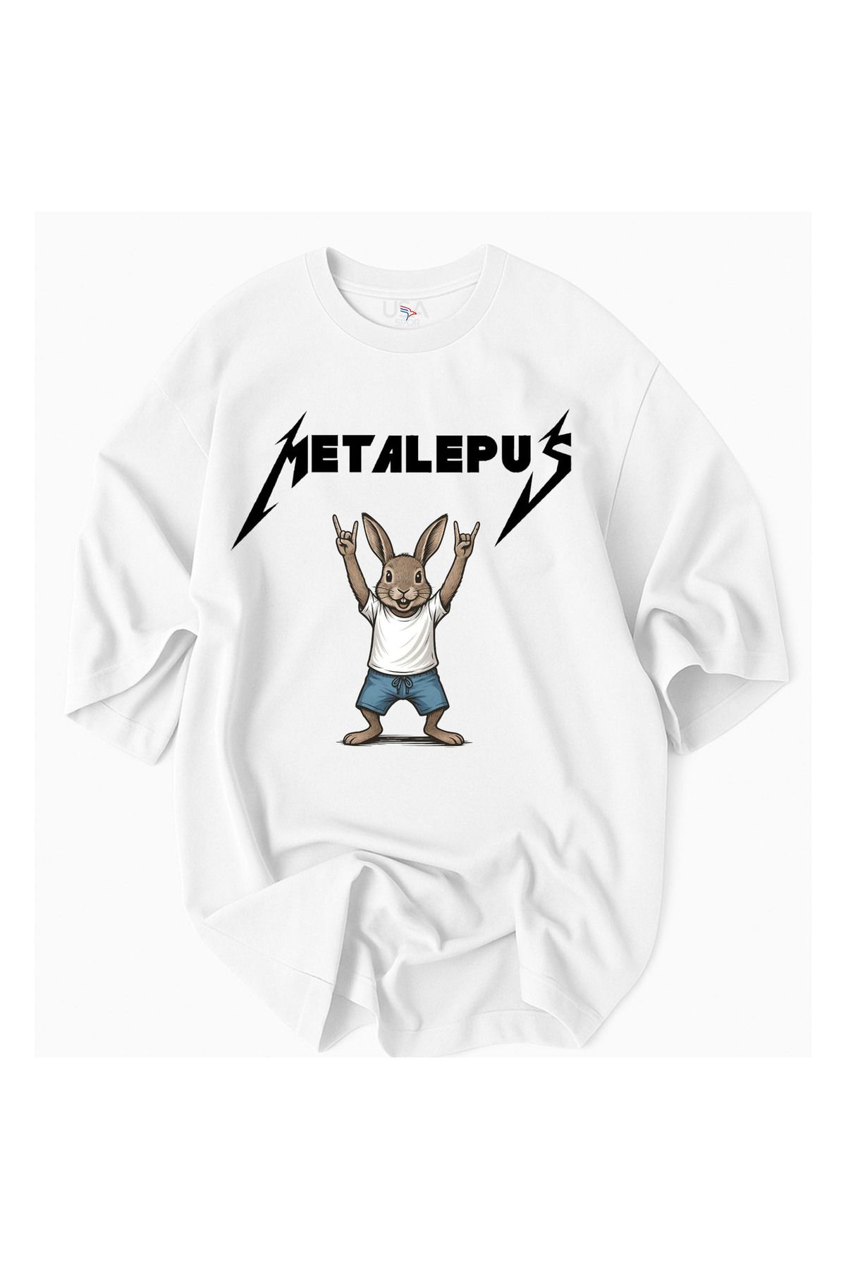 Advantage Metalepus Metalci Tavşan Logolu Unisex Oversize %100 Pamuklu T-Shirt