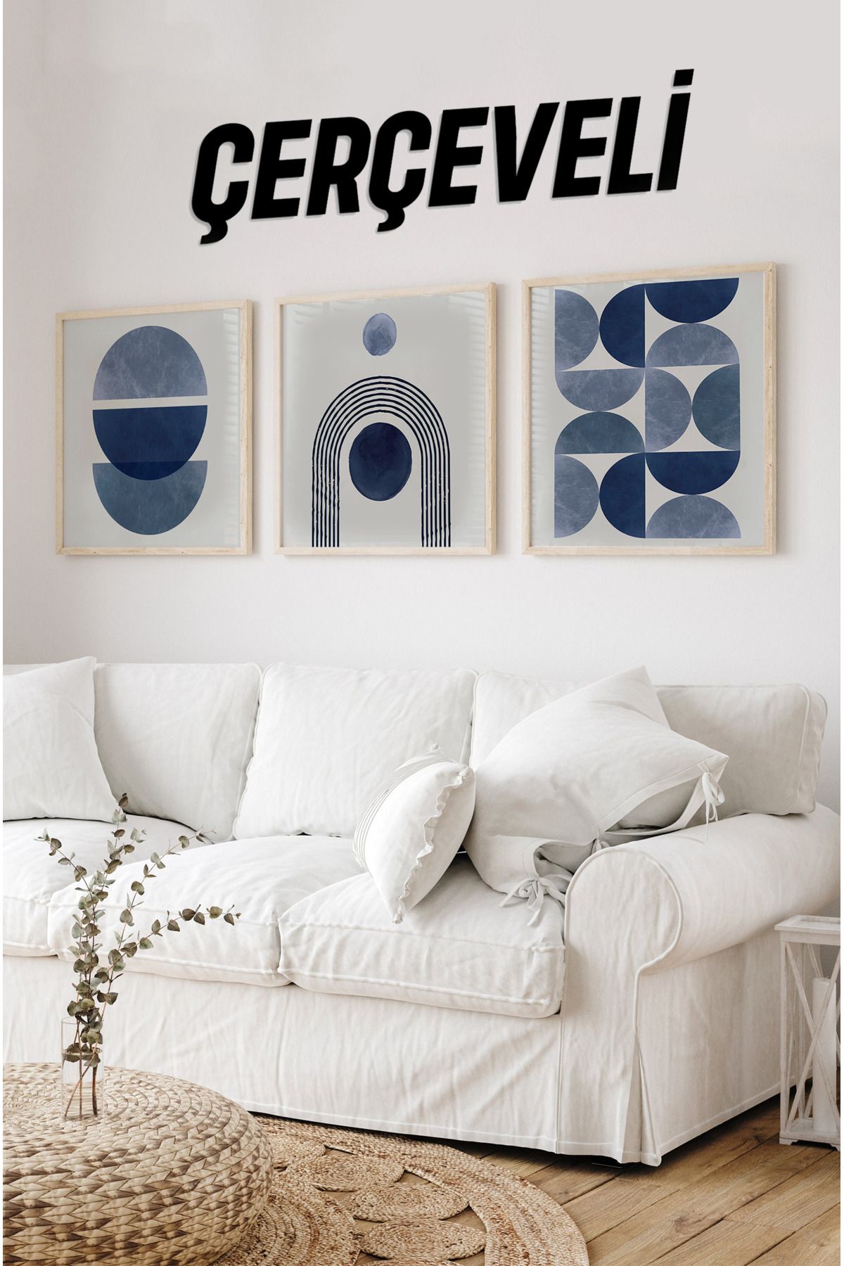kutuTR Ahşap Çerçeveli Mdf Kare Tablo Seti Salon Ve Oturma Odası Için KR4008