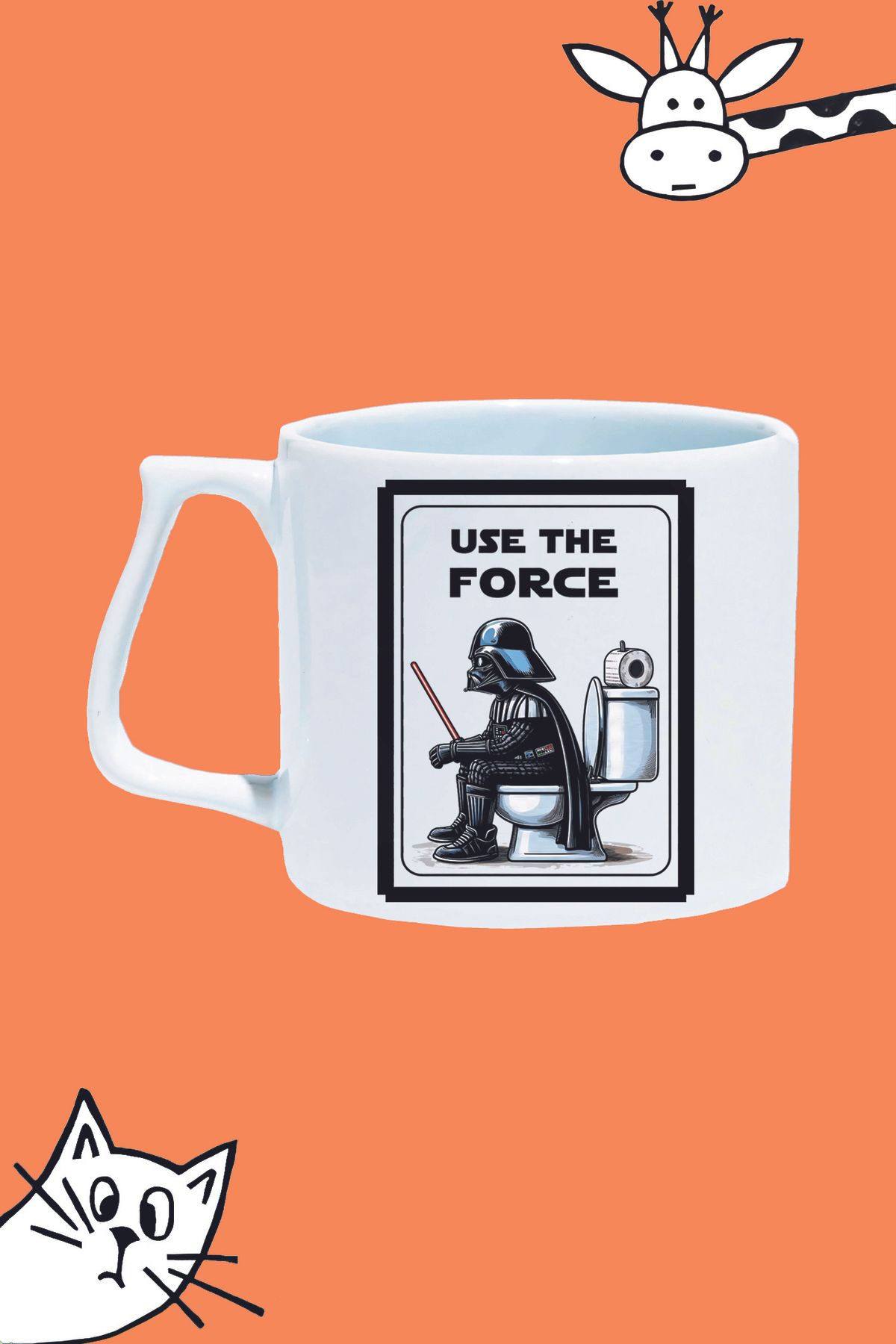 Olympus plus USE THE FORCE GÜCÜ KULLAN DARTH VADER TASARIM BASKILI BEYAZ LÜKS KUPA BARDAK