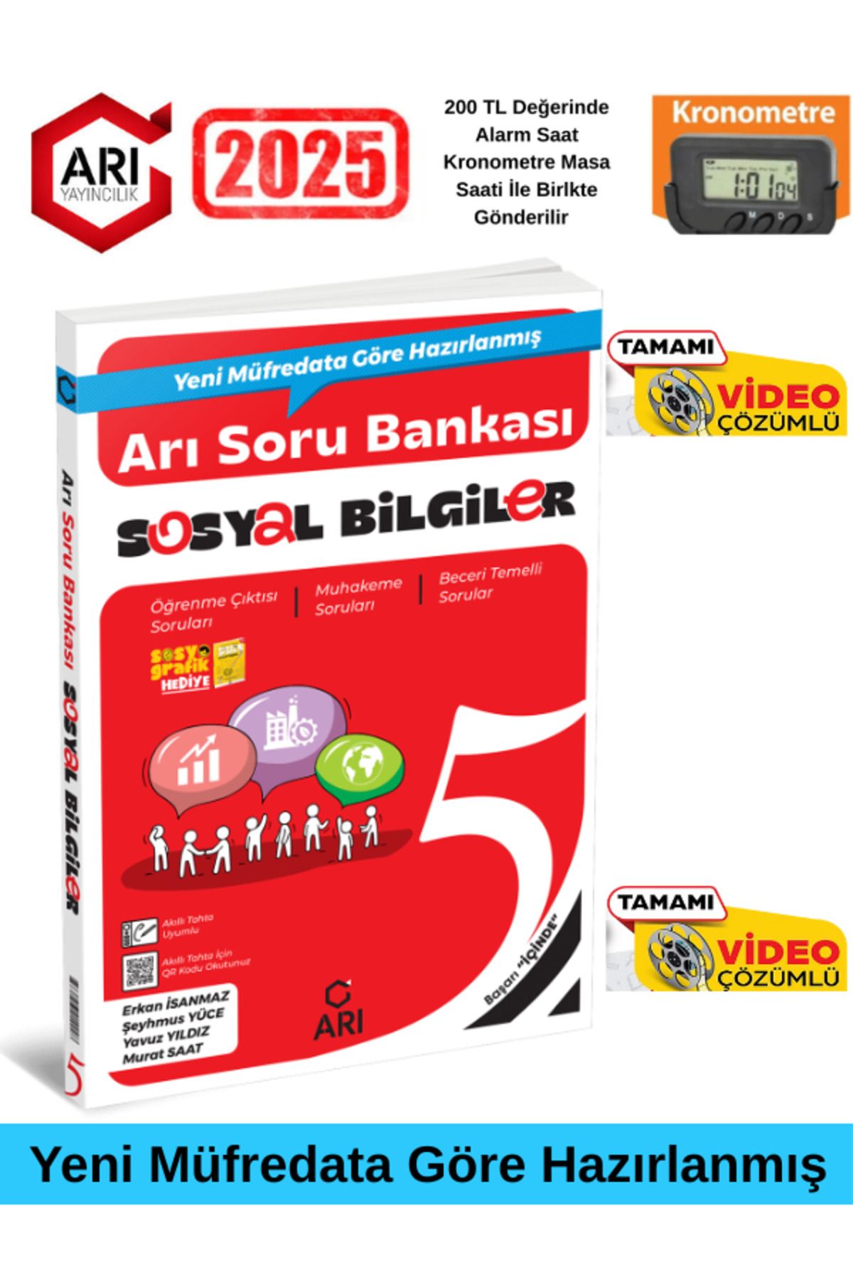 Arı Yayıncılık 5.Sınıf Sosyal Bilgiler %100 Yeni Müfredat Video Çözümlü Soru Bankası+Kronometre