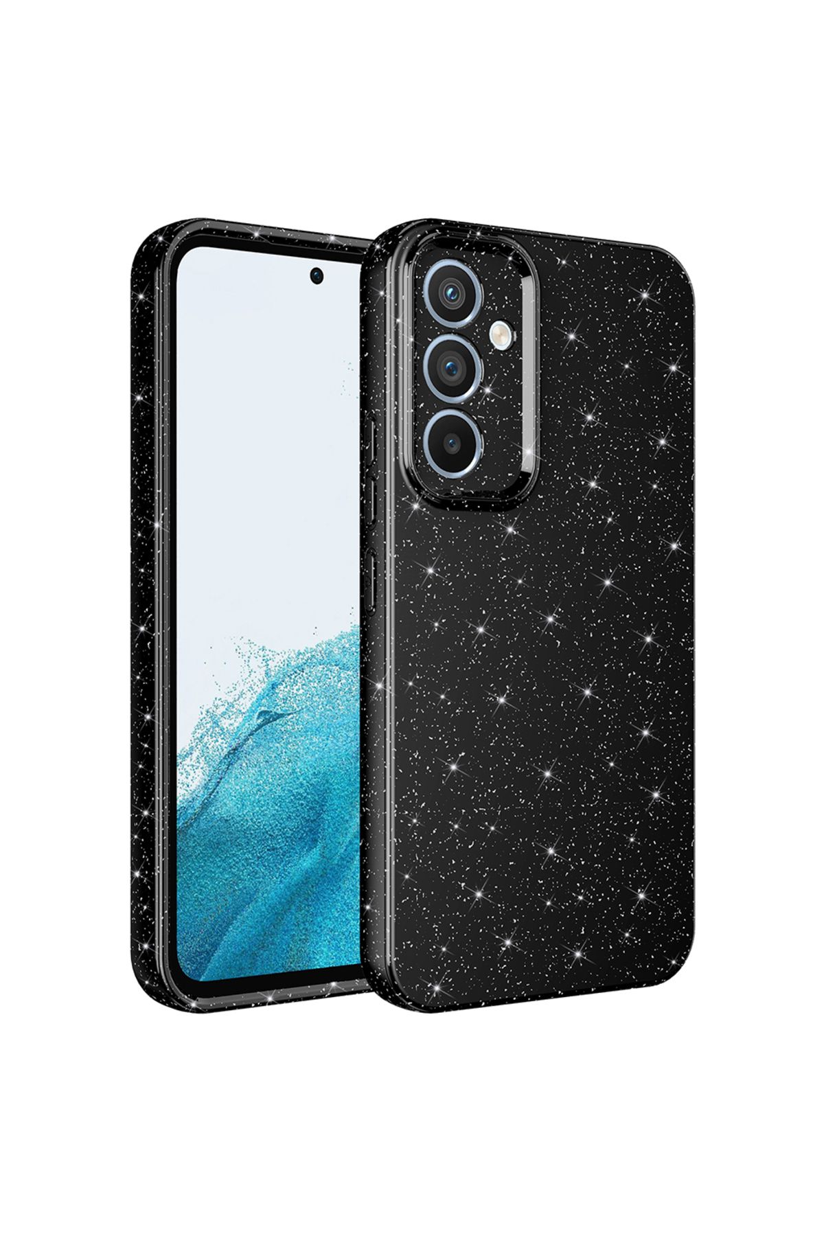ELSAH Samsung Galaxy S24 FE Uyumlu Kılıf Kamera Korumalı, Simli Stars Serisi Kapak