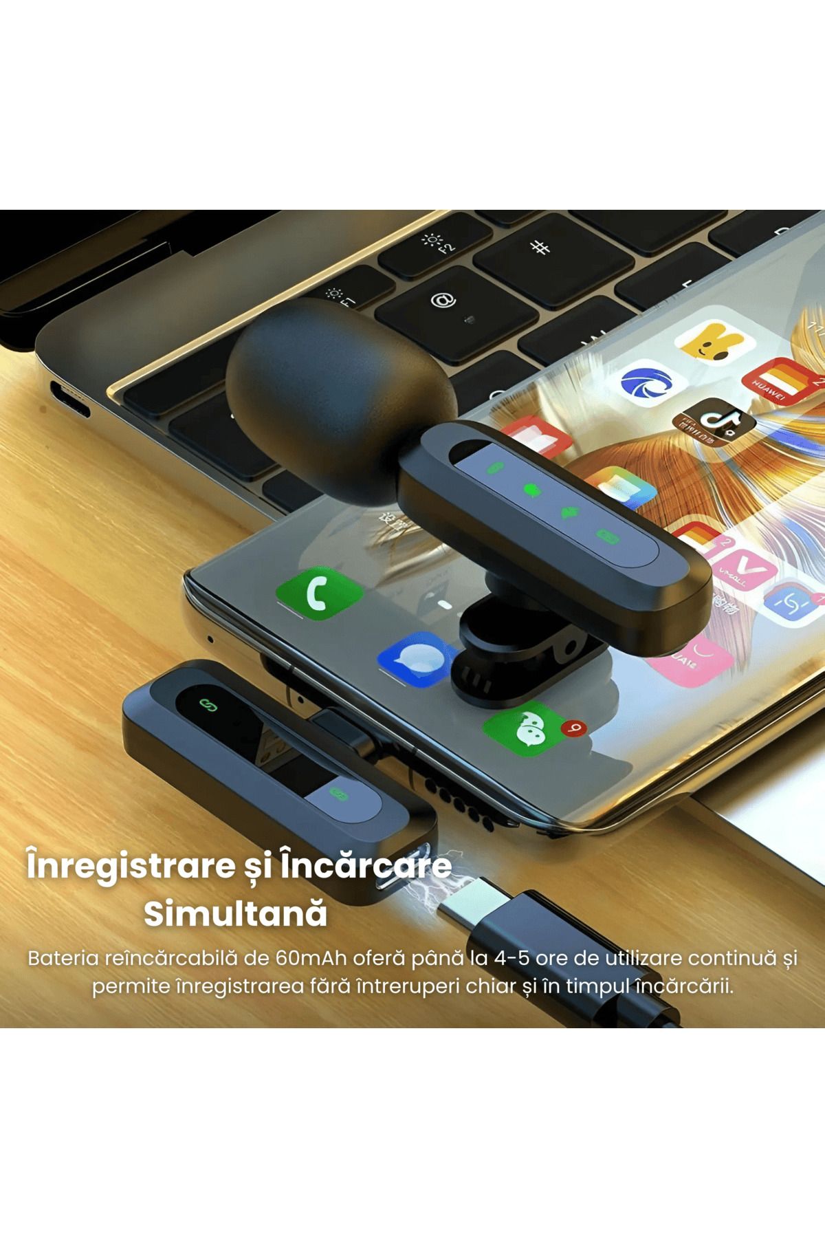 sehasepeti-Set de 2 microfoane lavalieră wireless Hasepe USB-C, pentru Android, iPhone, PC, tabletă 5