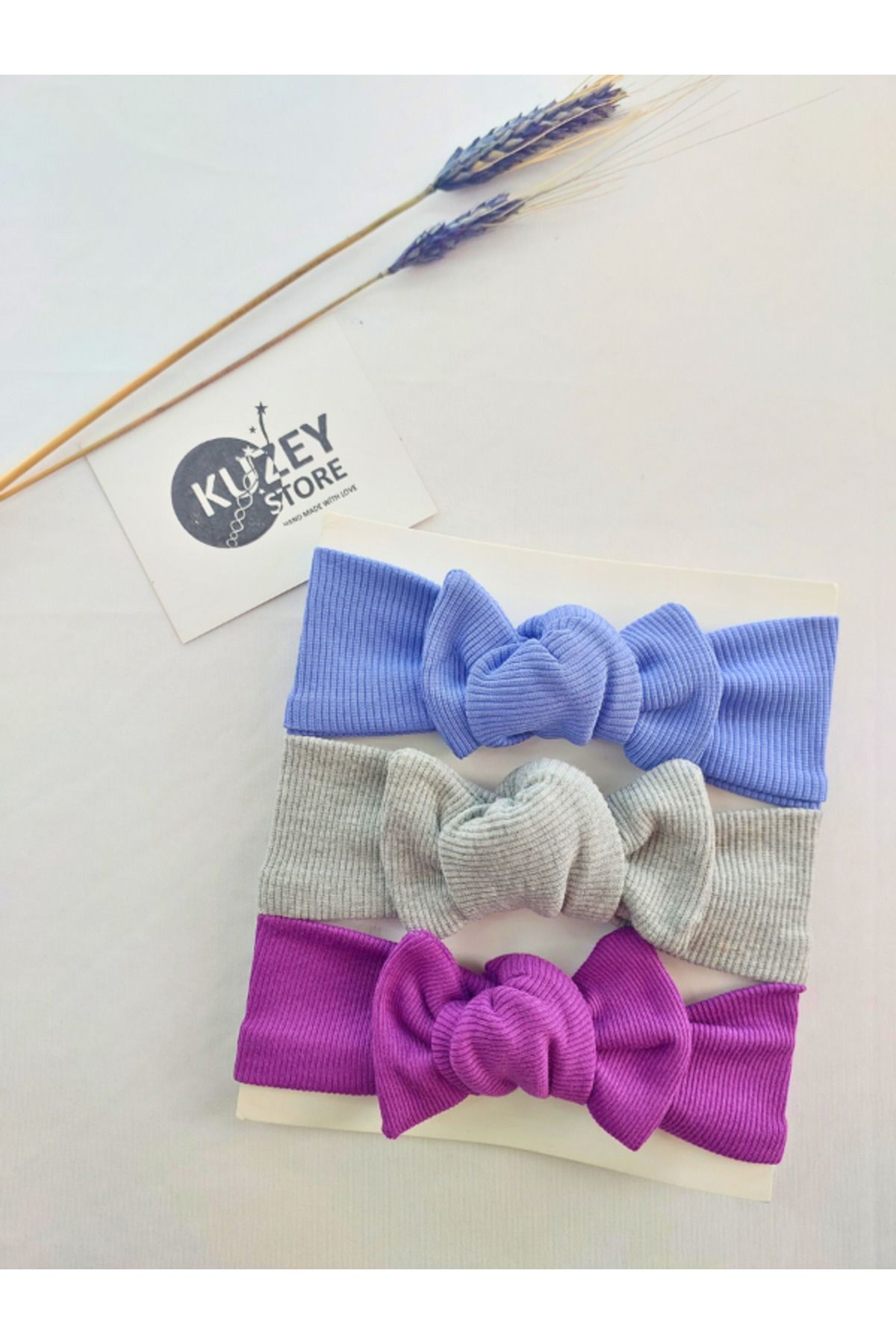 KUZEY STORE Kız Bebek 0-3 Yaş Uyumlu 3'lü Bandana Seti | Pamuklu ve Elastik