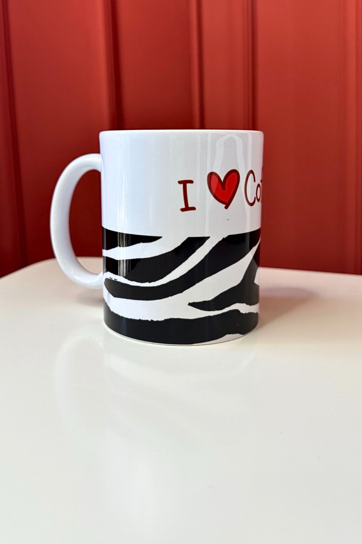 zerhome I Love Coffee Baskılı Beyaz Porselen Kupa Bardak