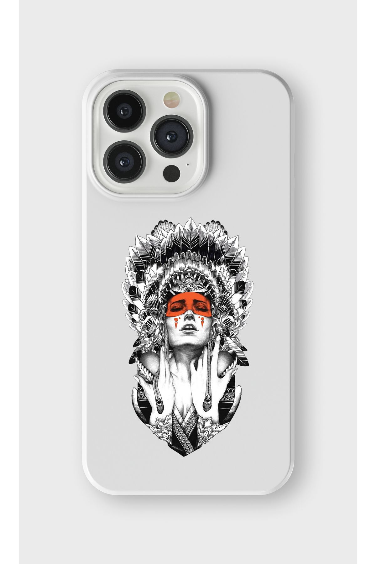 lelia iPhone 14 Pro Uyumlu Kızıl Derili Tasarımlı İçi Kadife Lansman Beyaz Silikon Kılıf