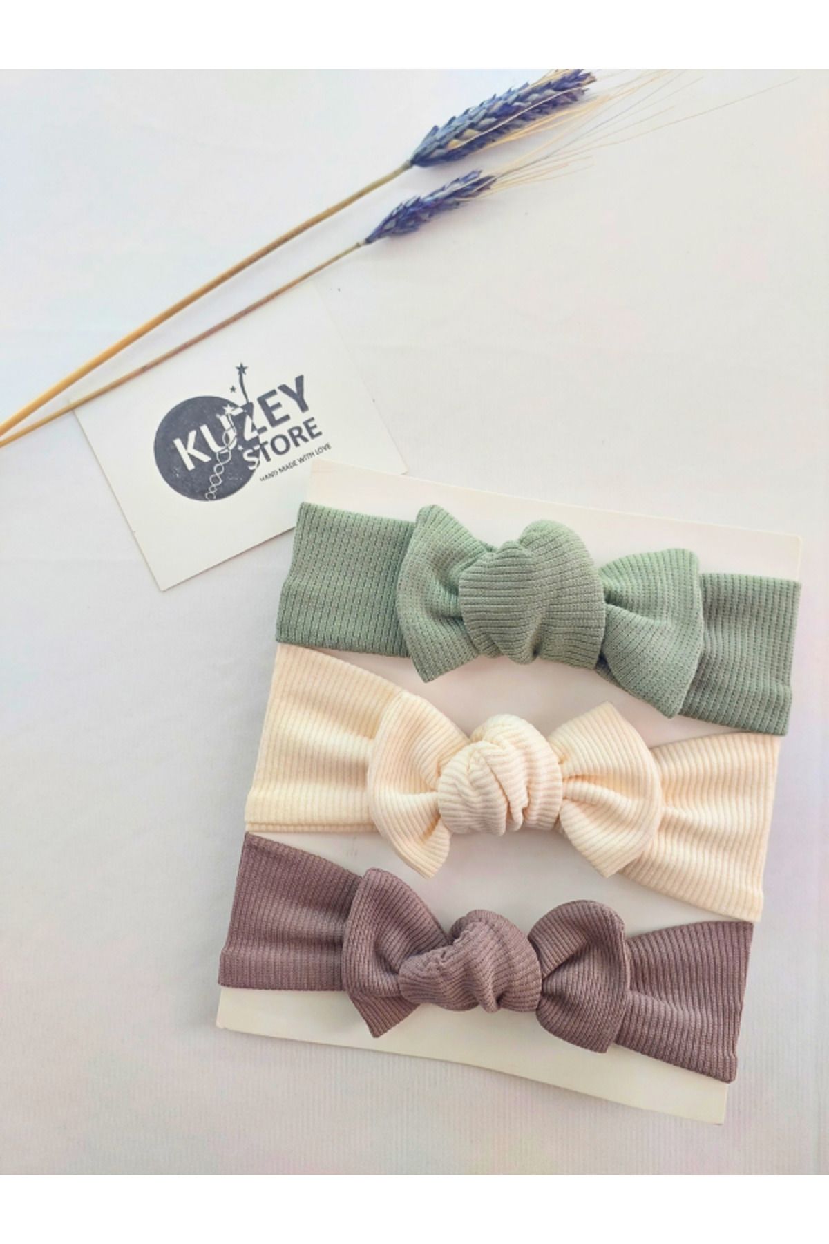 KUZEY STORE Kız Bebek 0-3 Yaş Uyumlu 3'lü Bandana Seti | Pamuklu ve Elastik