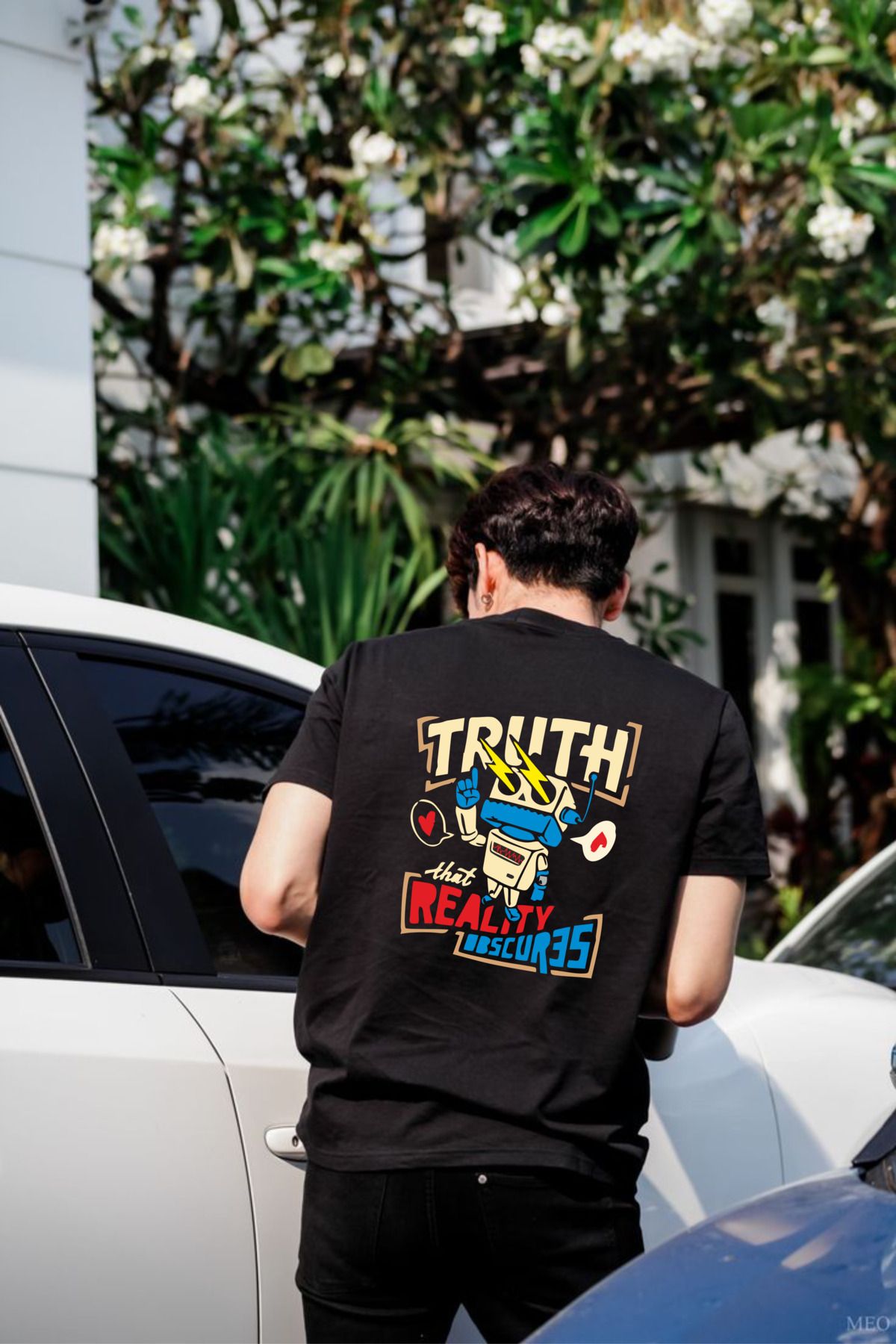Store Unisex Özel Tasarım Siyah Turth Baskılı T-Shirt