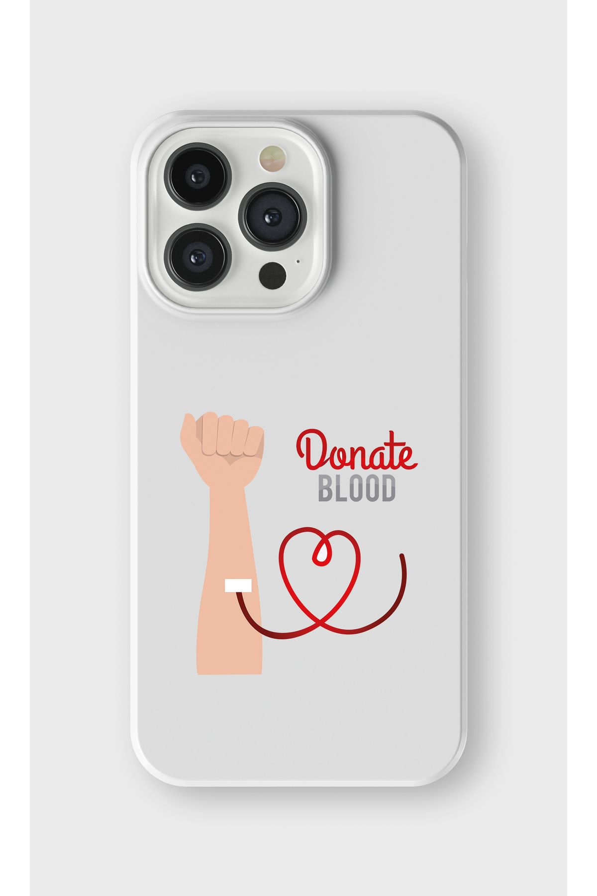 lelia iPhone 14 Pro Max Uyumlu Donate Blood Tasarımlı İçi Kadife Lansman Beyaz Silikon Kılıf