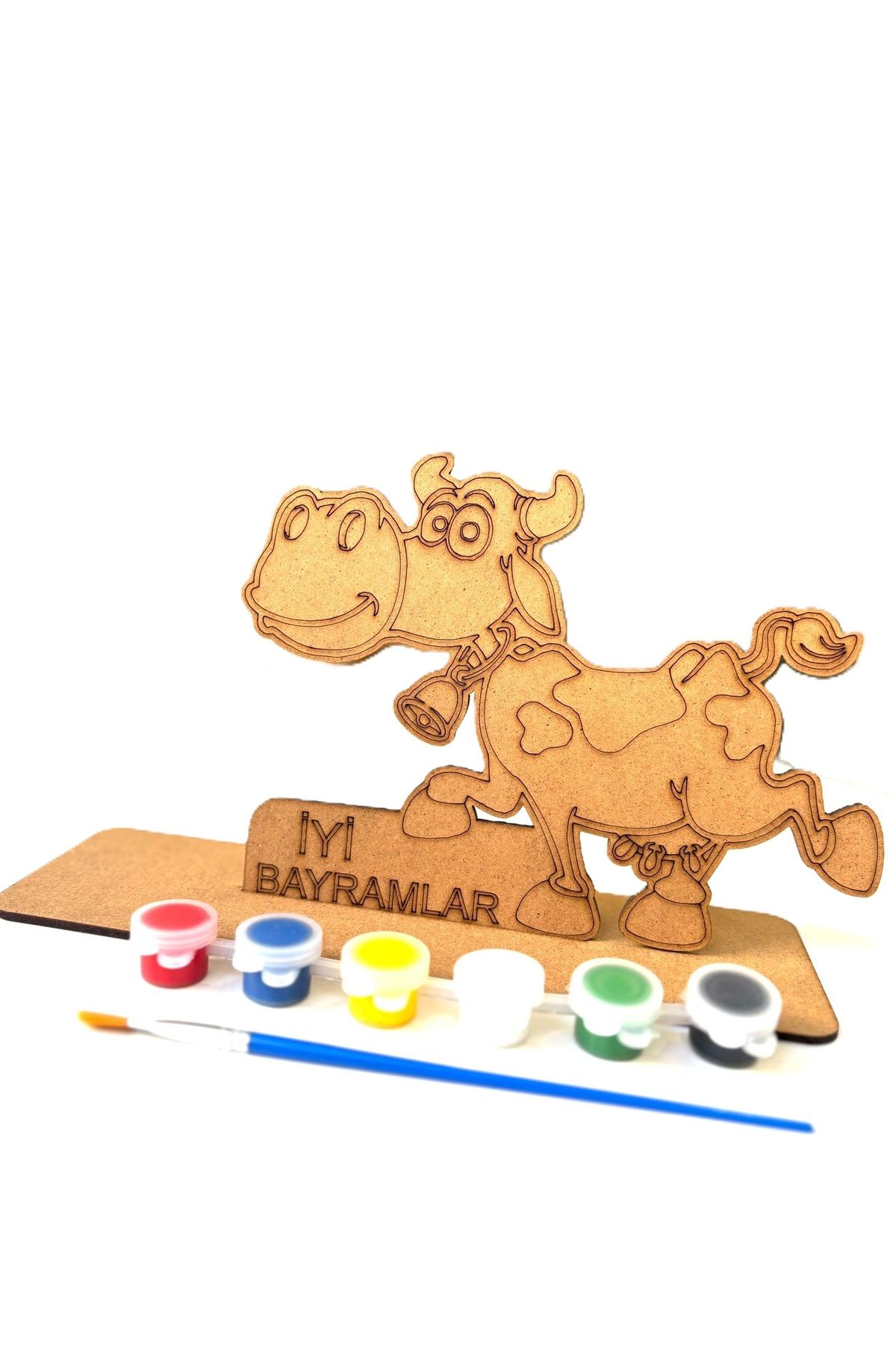 M&T WORKSHOP 5'li  Bayram  Özel İyi Bayramlar İnek Ahşap Boyama (5 BOYA+5 FIRÇA)