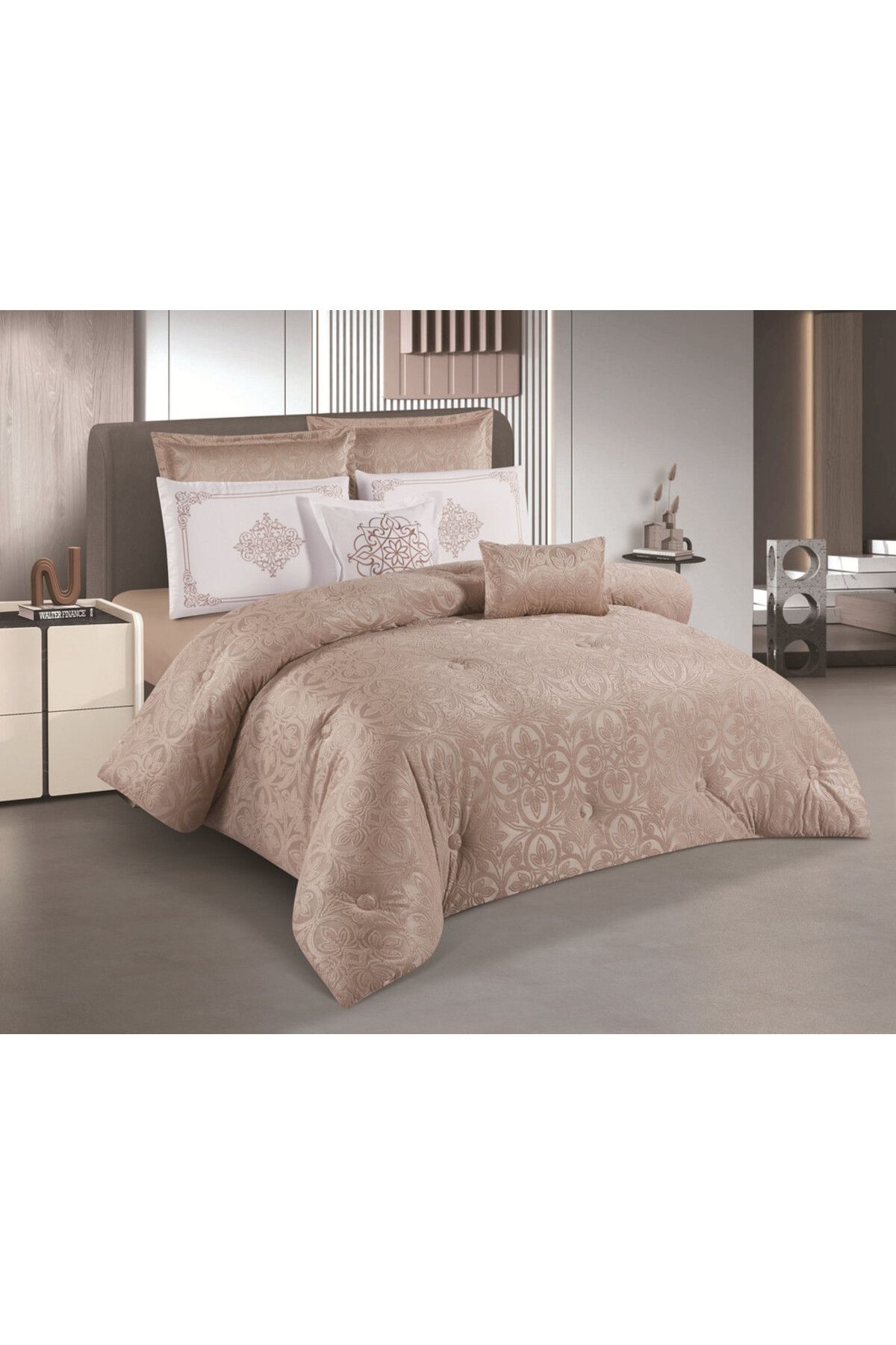 HOURS-Horse Navran 8-piece comforter set with a modern and distinctive jacquard pattern, Delia-005 1