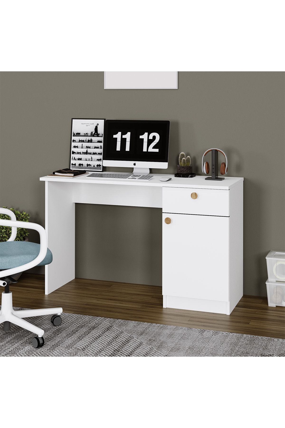 Kalender Dekor Defne Çekmeceli Dolaplı Çalışma Masası Bilgisayar masası