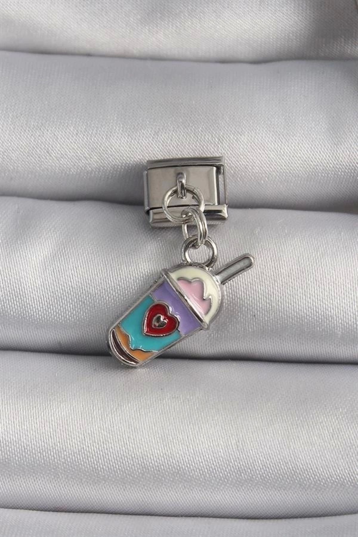 Lale Moda 316L Çelik Gümüş Renk Sallantı İçecek Model Nomination Charm