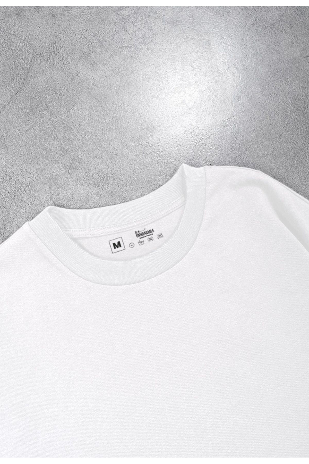 Butik Oversize Unisex Basic Tişört - Siyah/Beyaz