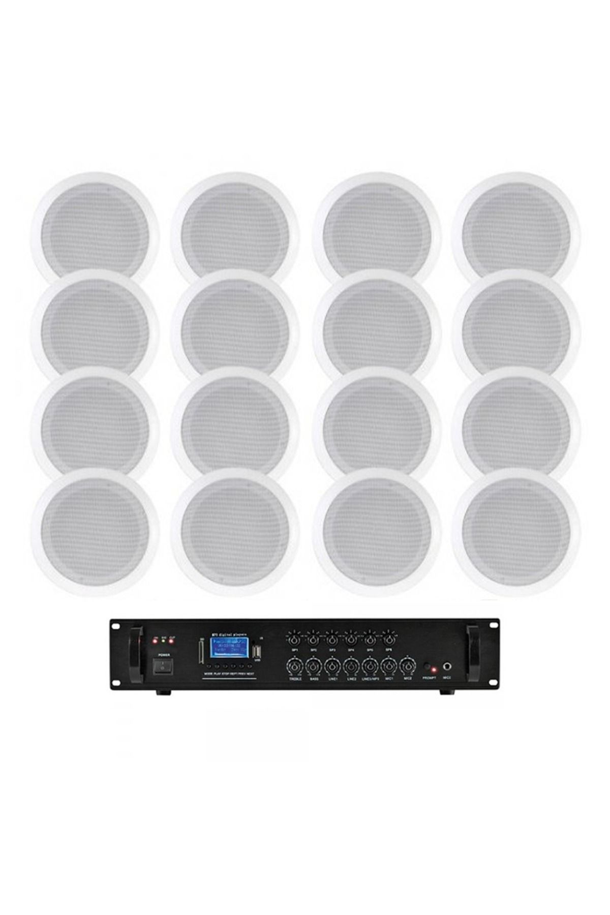 Audiosat Sistem Sonorizare Multizona Cu 16 Boxe Tavan Bluetooth, Usb, Fm - One Size