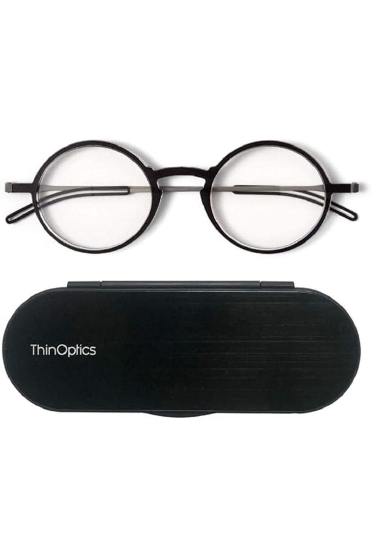 THIN OPTICS Manhattan +1.0 Okuma Gözlüğü Ultra Hafif, Yuvarlak Tasarım, Milano Mıknatıslı Kılıf